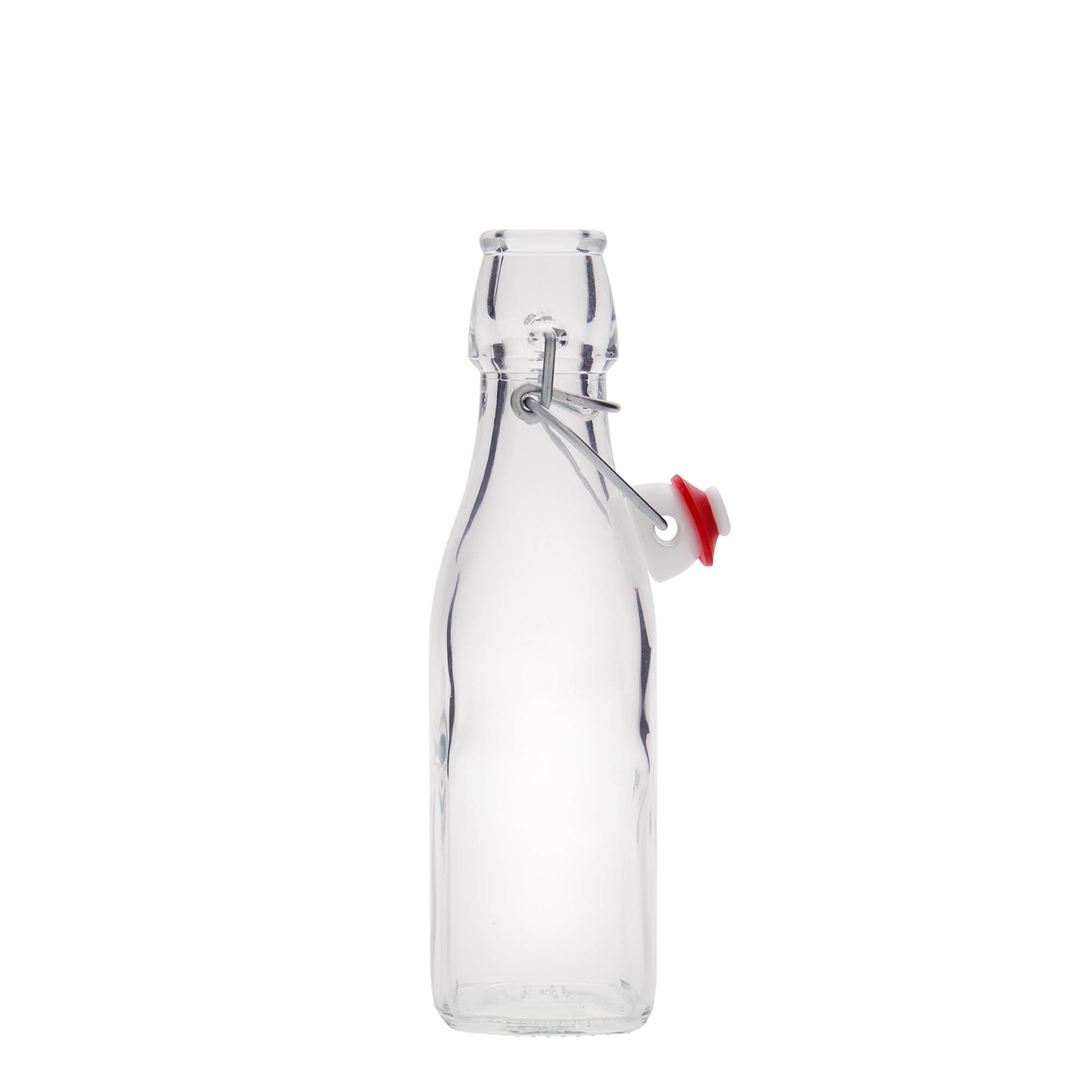 250 ml szklana butelka 'Swing, kwadratowa, otwór: zamknięcie na zaczep'