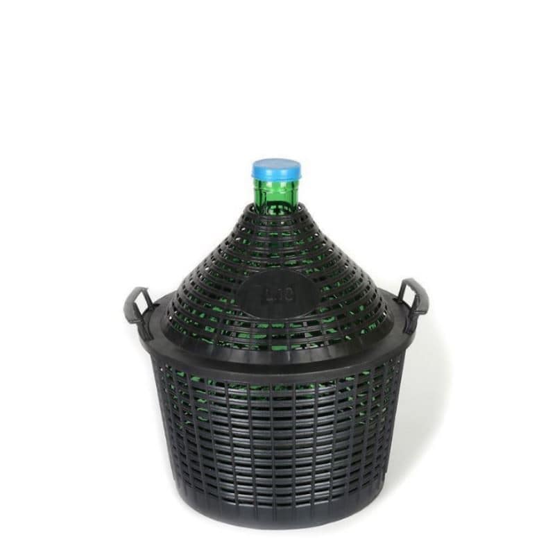 10 l balon na wino wąska szyjka, szkło, kolor zielony, zamknięcie: wieczko