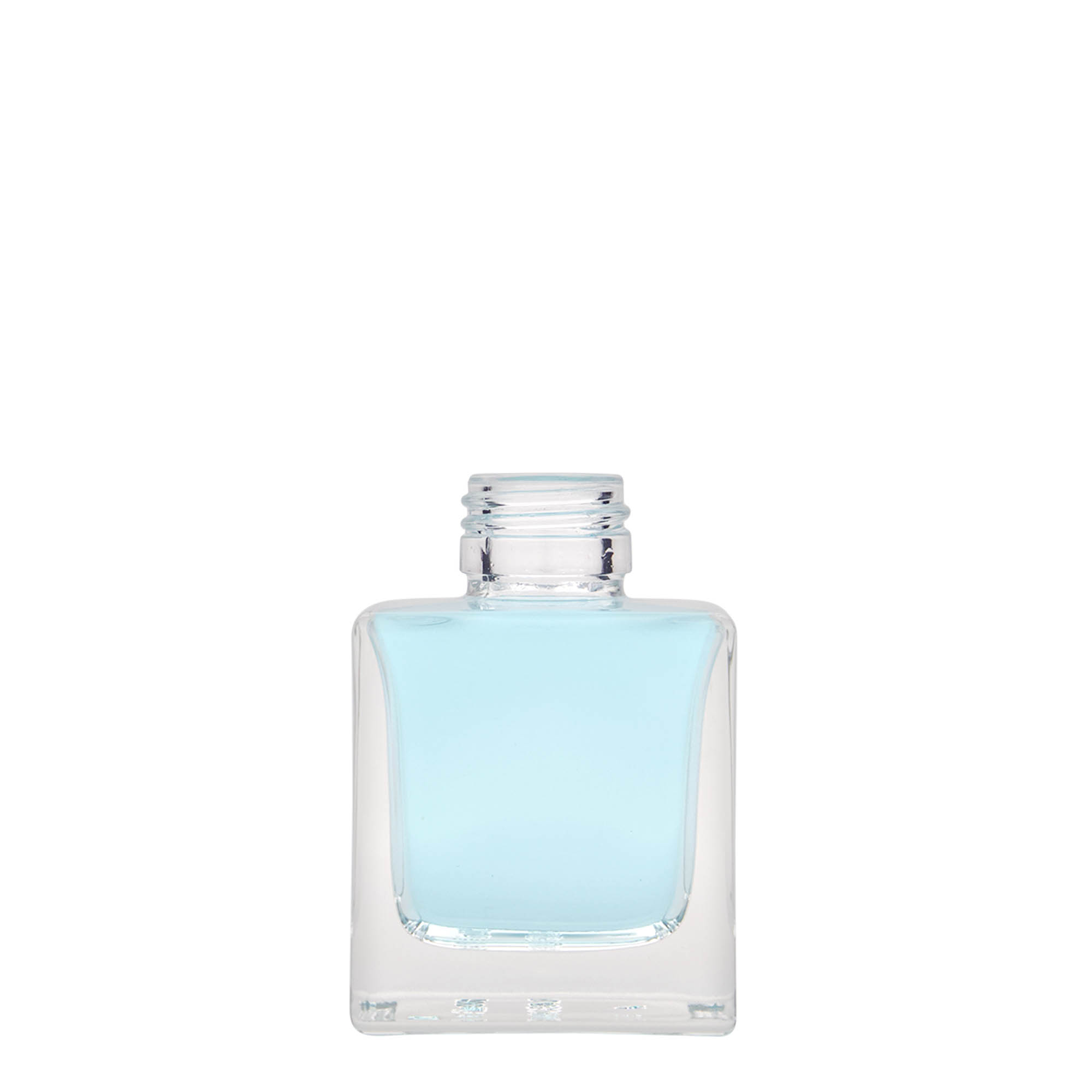 100 ml butelka szklana „Cube”, kwadratowa, gwint: PP 28