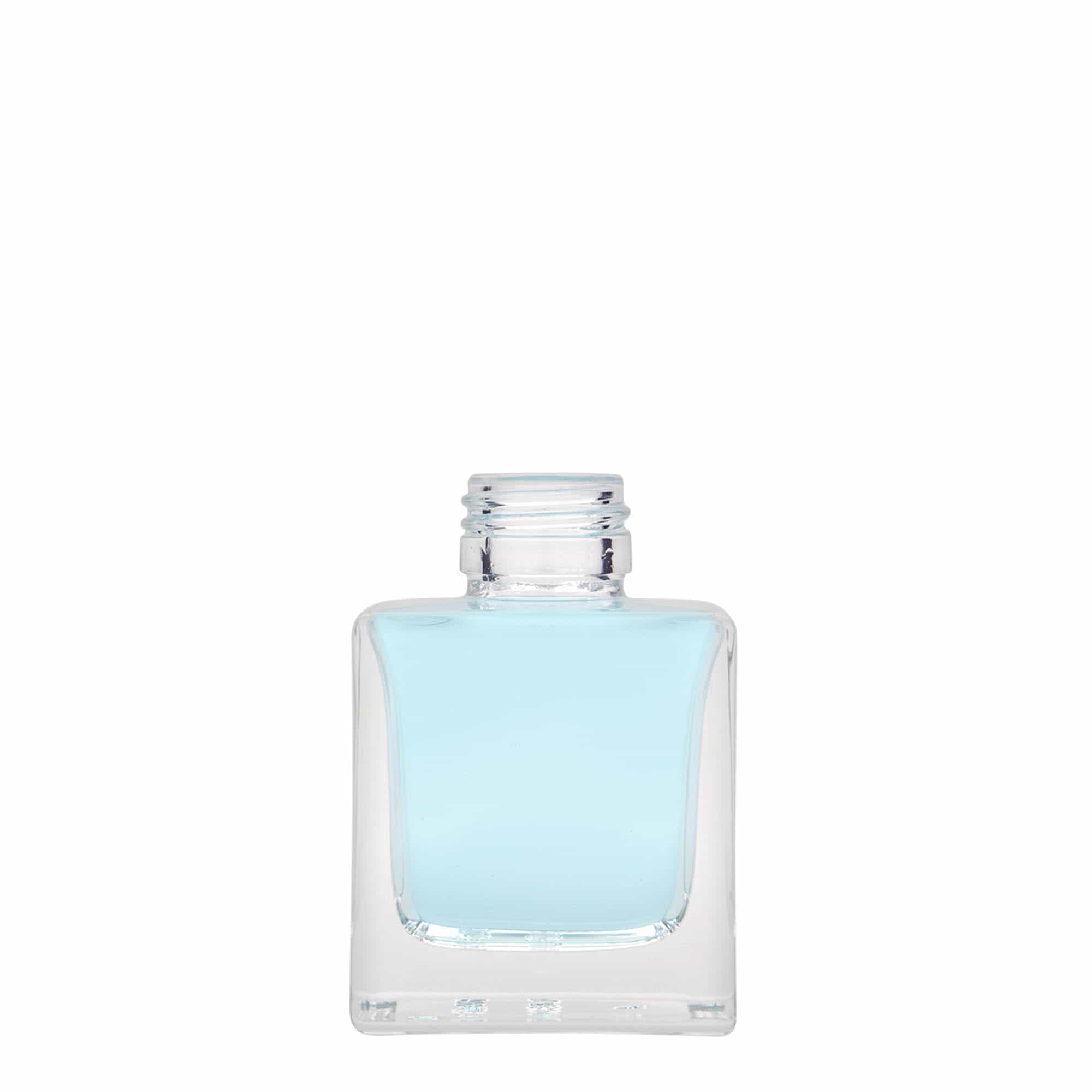 100 ml butelka szklana „Cube”, kwadratowa, gwint: PP 28