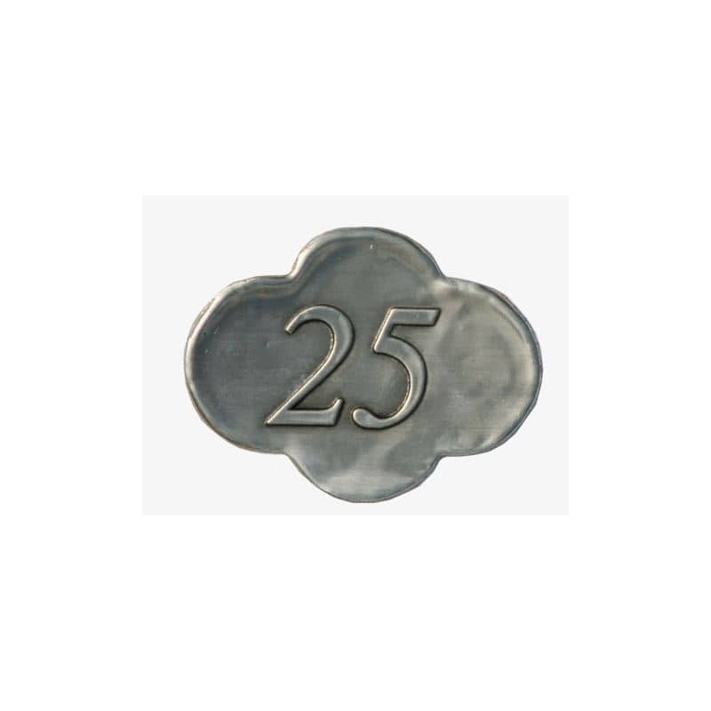Etykieta cynowa '25', metal, kolor srebrny Etykieta cynowa '25', metal, kolor srebrny