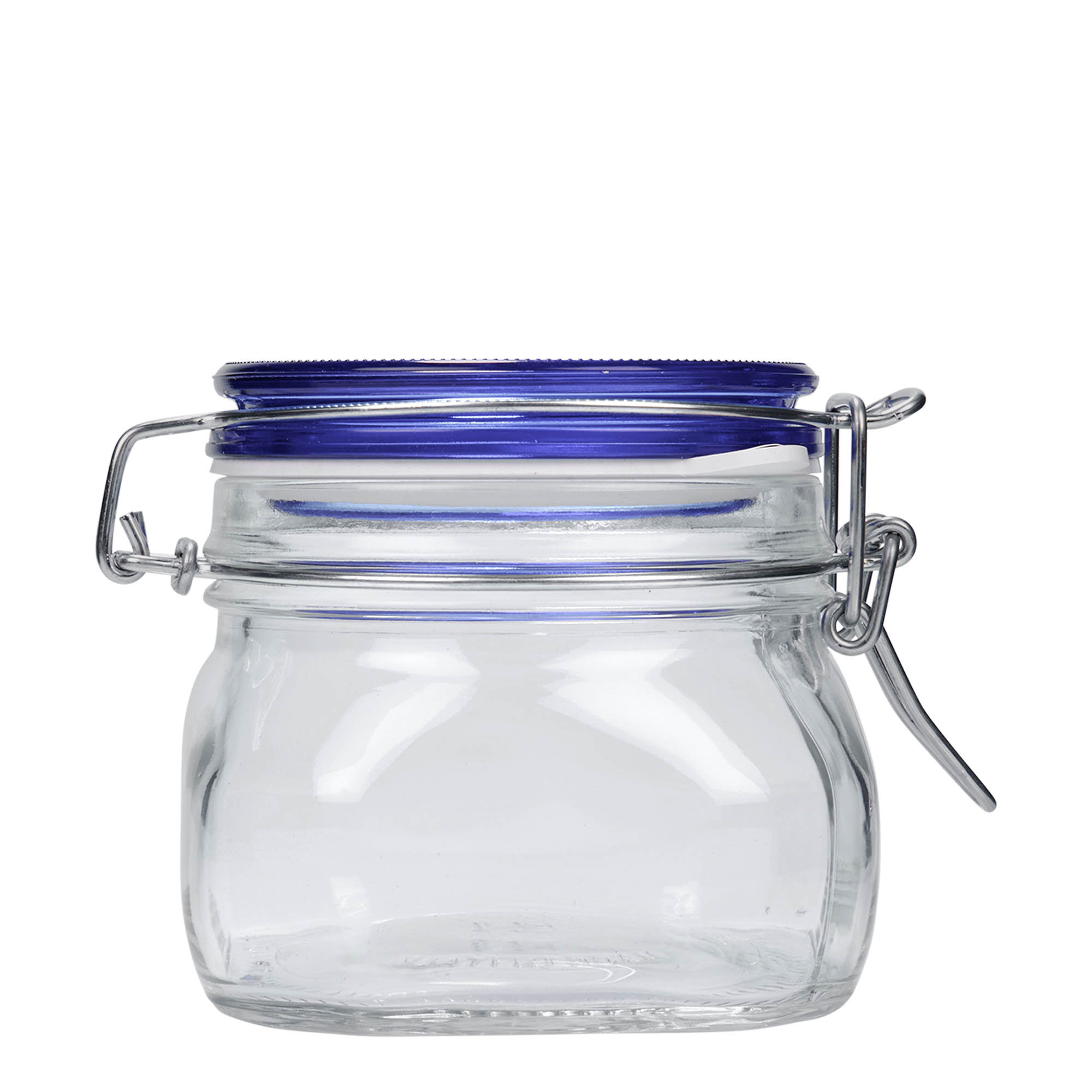 500 ml słoik z drucianym zamknięciem „Fido” niebieska pokrywka, kwadratowy, otwór: zamknięcie druciane 500 ml słoik z drucianym zamknięciem „Fido” niebieska pokrywka, kwadratowy, otwór: zamknięcie druciane