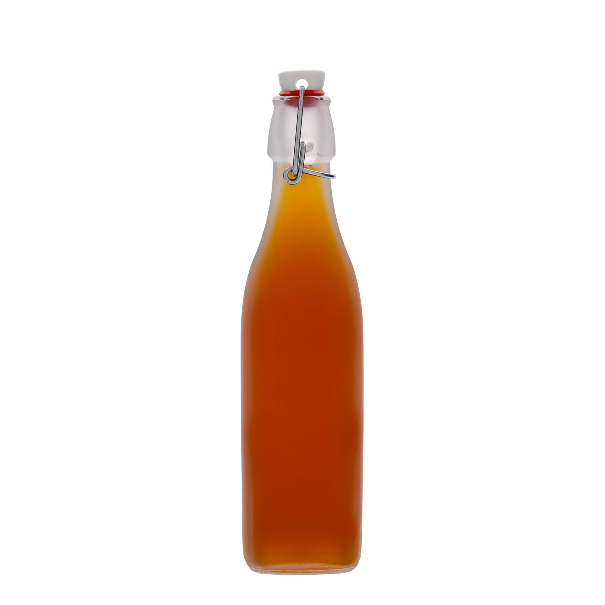 500 ml butelka szklana „Swing”, kwadratowa, biała, otwór: zamknięcie na zatrzask