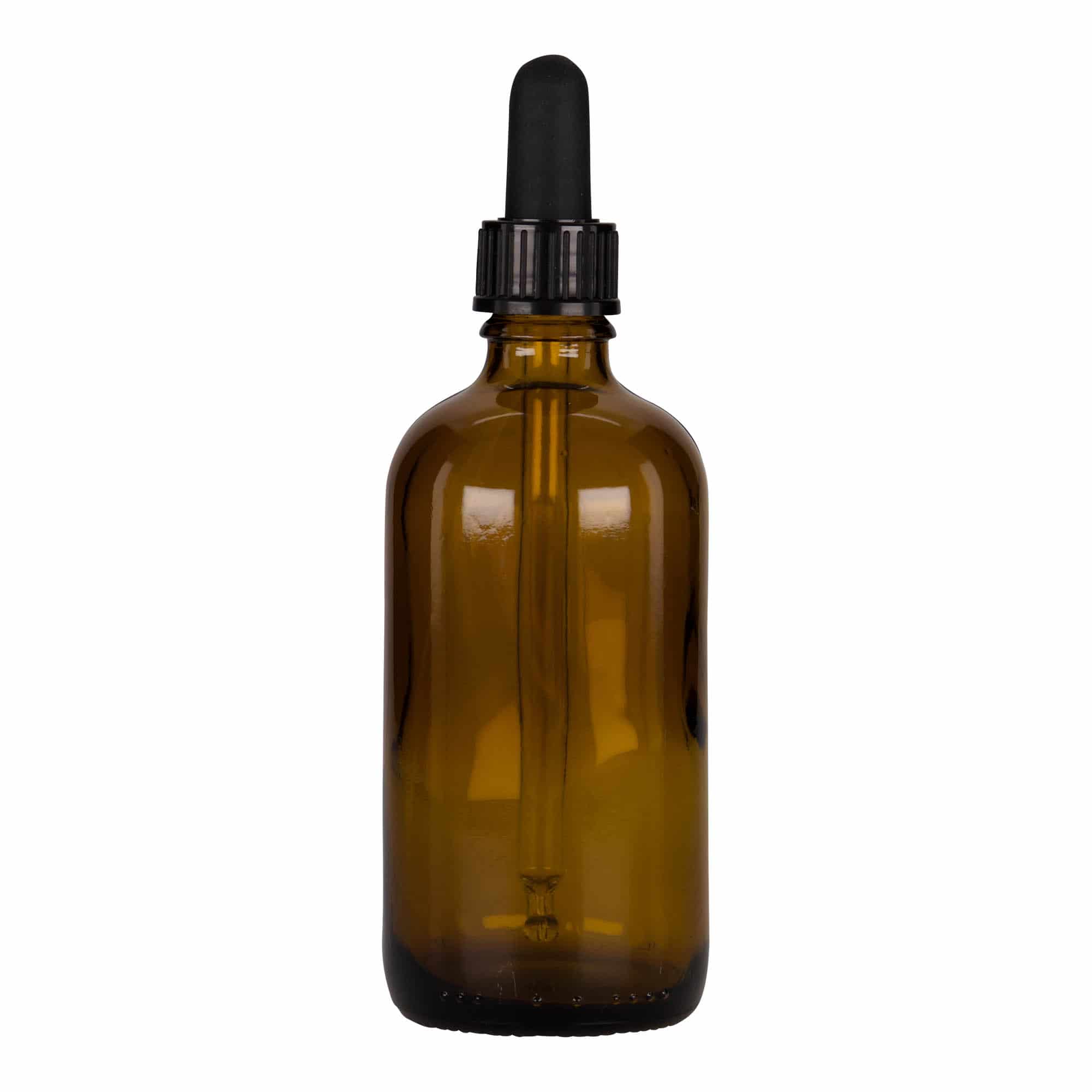 100 ml butelka farmaceutyczna z pipetą, szkło, kolor brązowo-czarny, zamknięcie: DIN 18 100 ml butelka farmaceutyczna z pipetą, szkło, kolor brązowo-czarny, zamknięcie: DIN 18