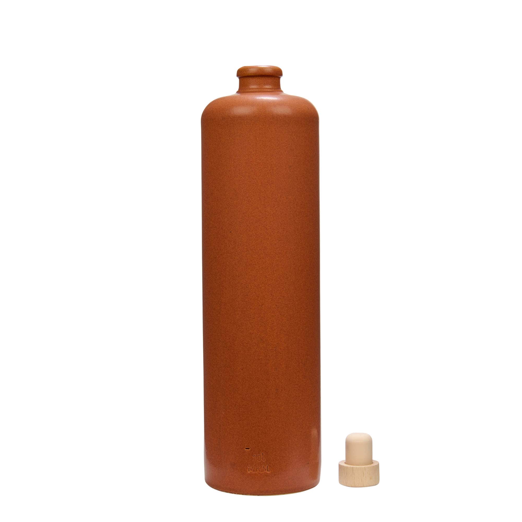 1.000 ml dzban gliniany, kamionka, czerwono-brązowy, wylot: korek