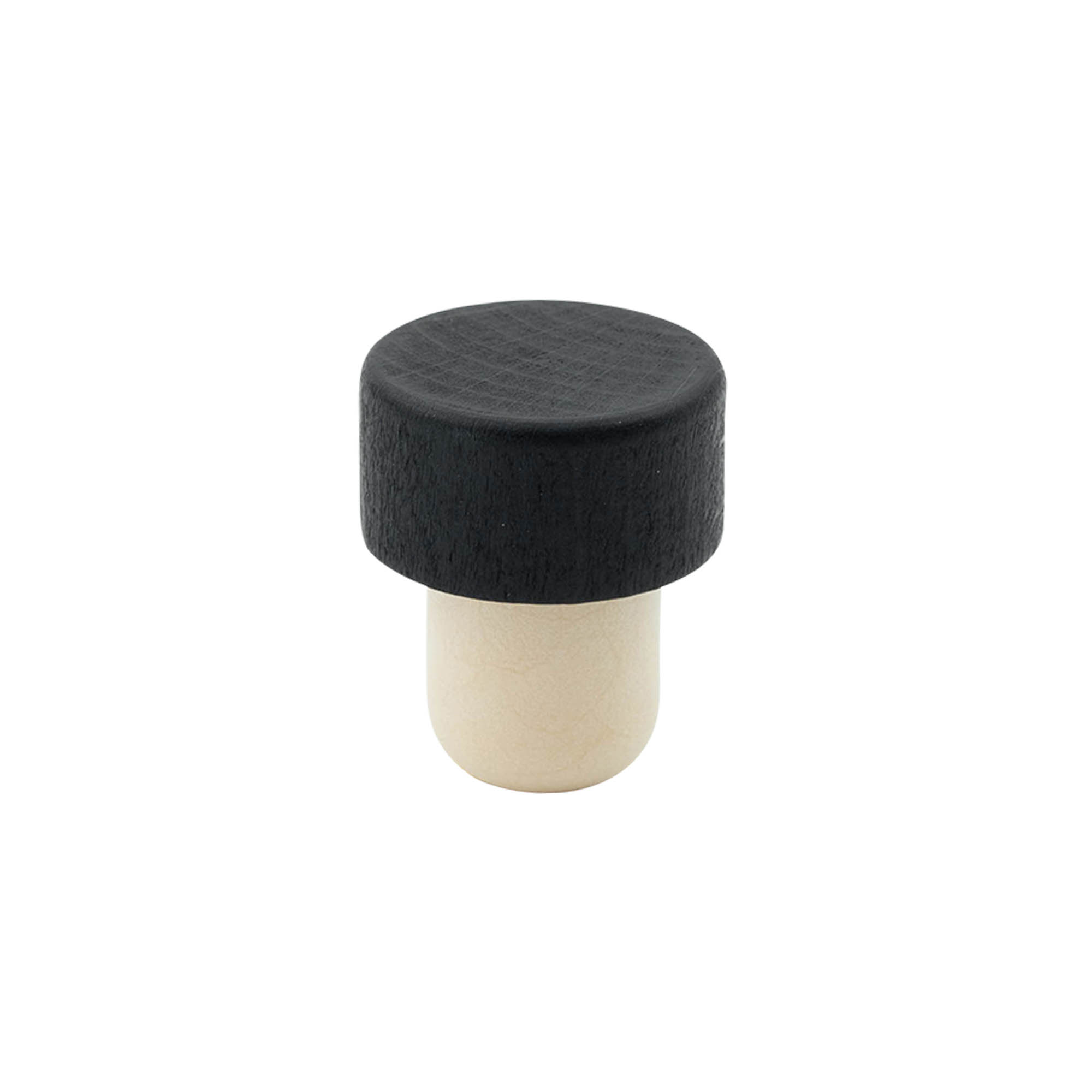 Korek z uchwytem 19 mm, drewno/plastik, czarny, do otworu: korek Korek z uchwytem 19 mm, drewno/plastik, czarny, do otworu: korek