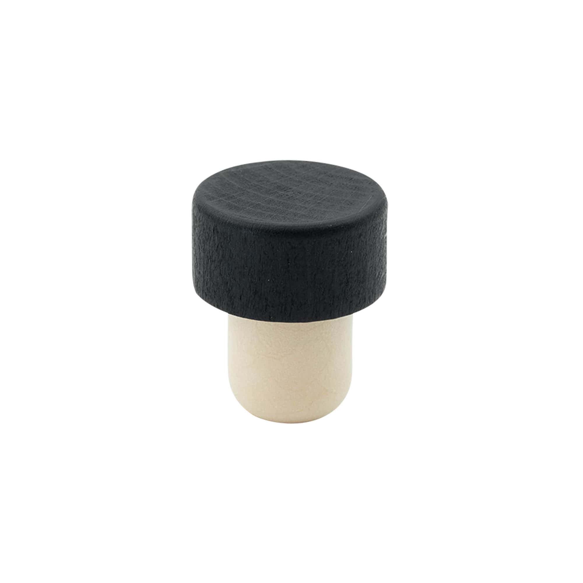 Korek z uchwytem 19 mm, drewno/plastik, czarny, do otworu: korek