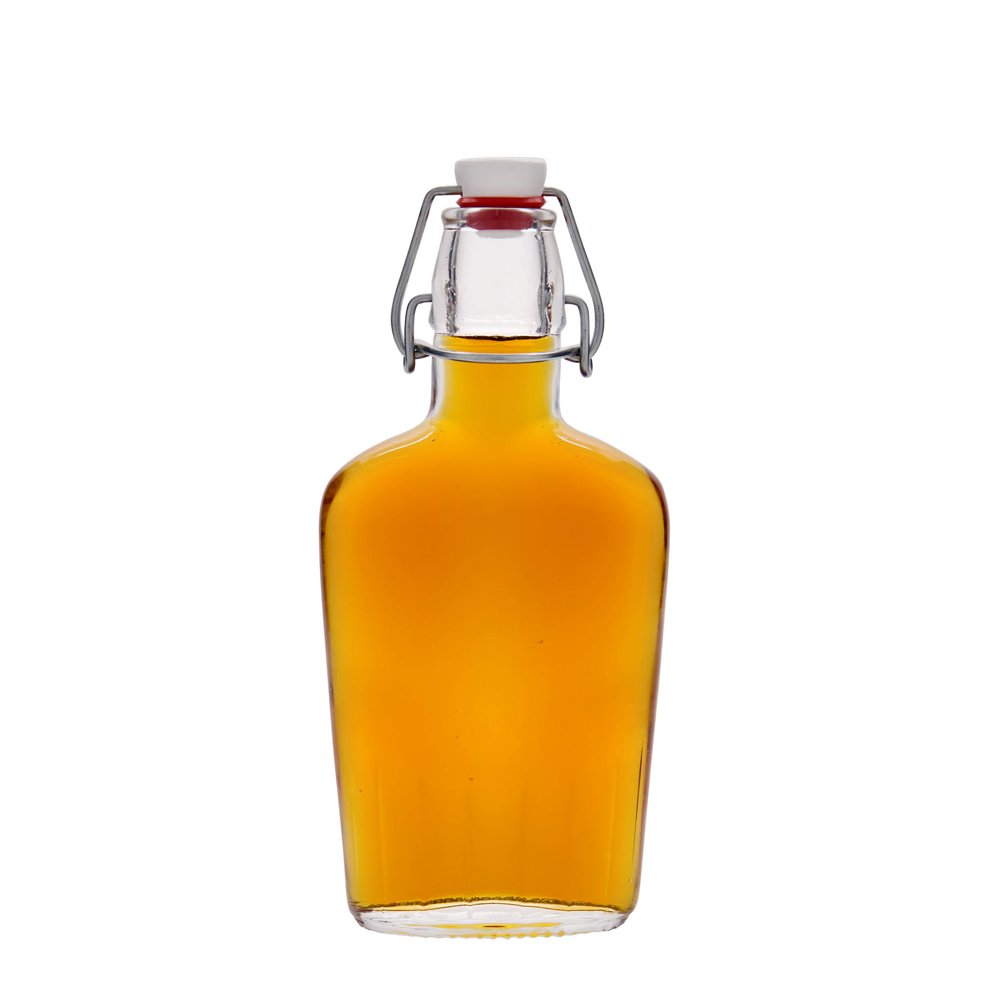 250 ml butelka szklana 'Fiaschetta', owalna, zamknięcie: Zamknięcie pałąkowe