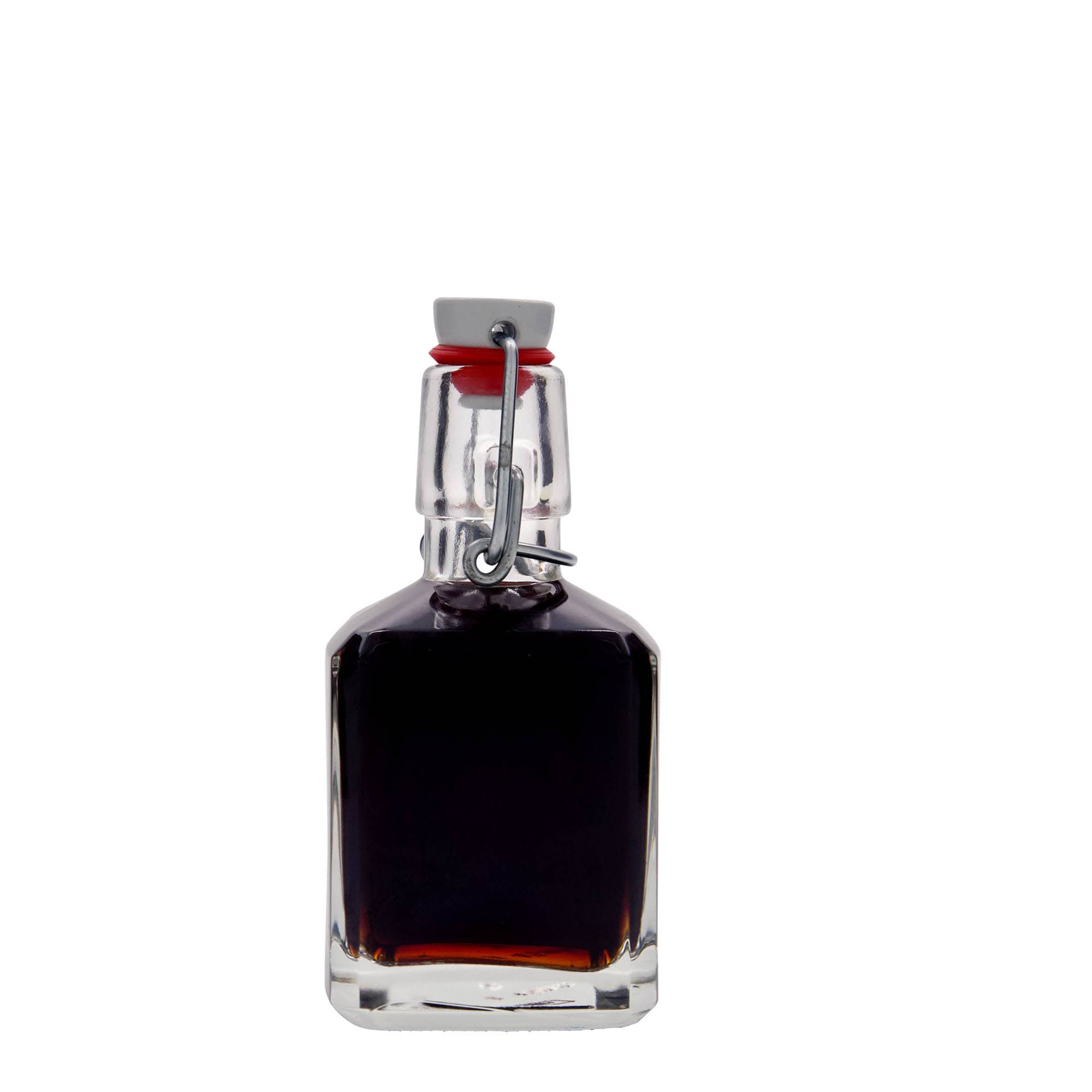 200 ml butelka szklana 'Kubica', kwadratowa, zamknięcie: Zamknięcie pałąkowe