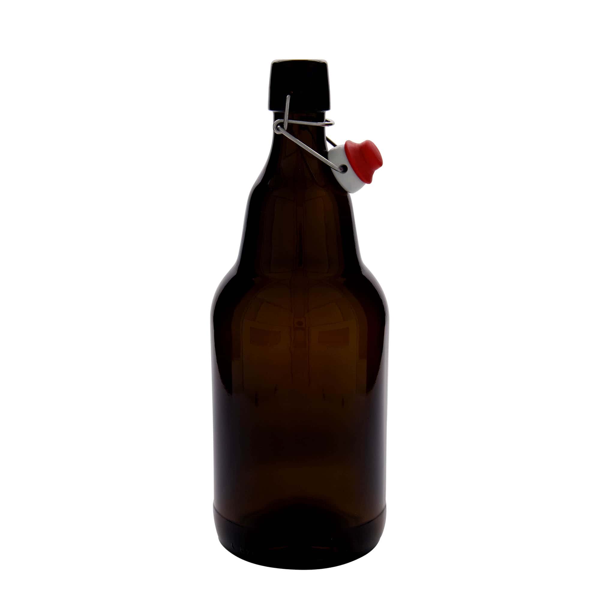 Butelka piwa 2.000 ml, szkło, brązowa, szyjka: zamknięcie na klips