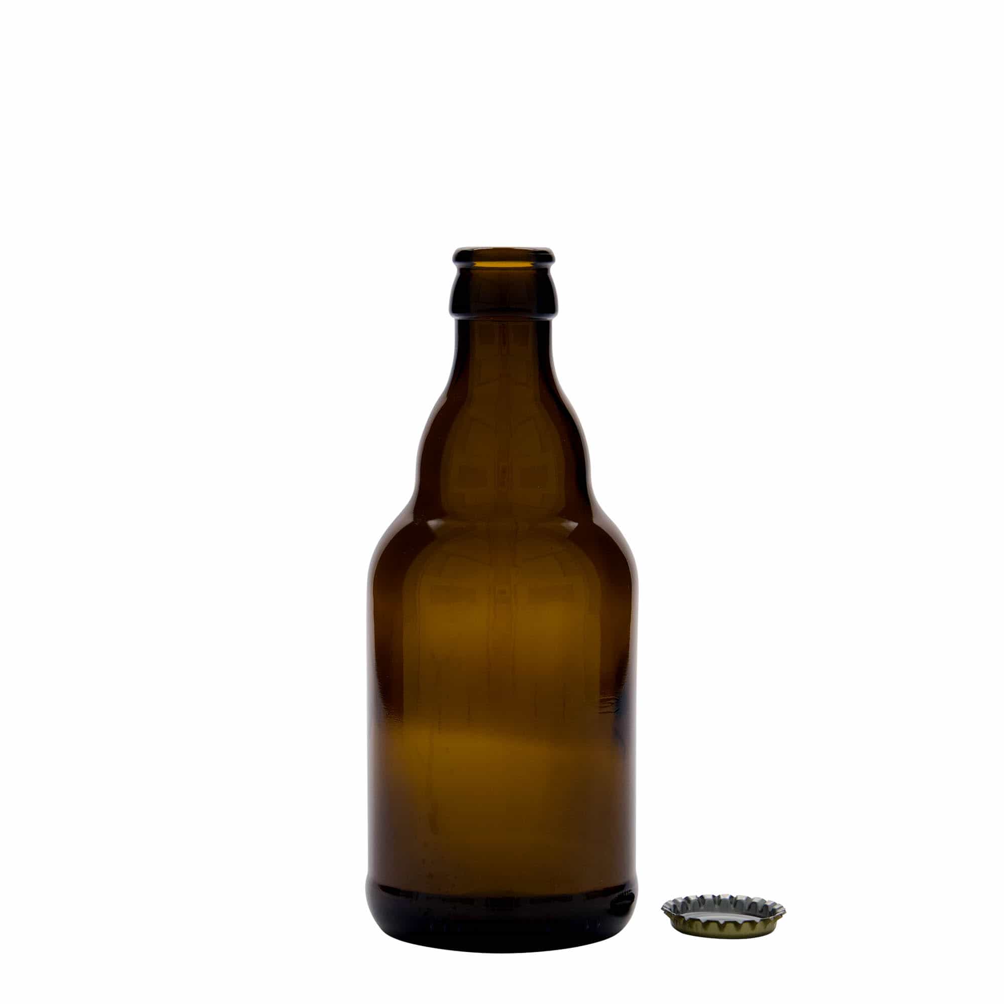 330 ml butelka piwa 'Steinie', szkło, brązowa, szyjka: kapsel koronowy