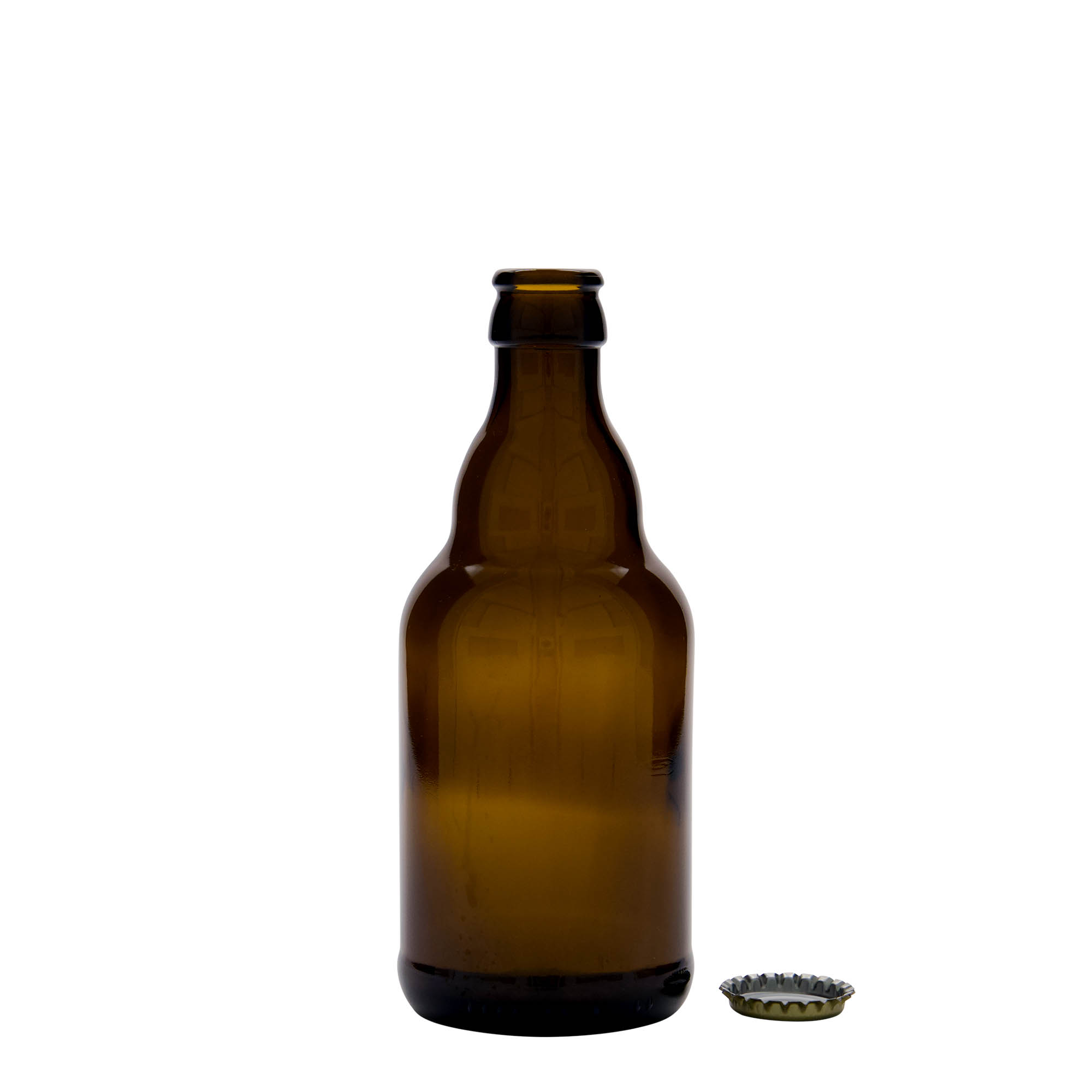 330 ml butelka piwa 'Steinie', szkło, brązowa, szyjka: kapsel koronowy