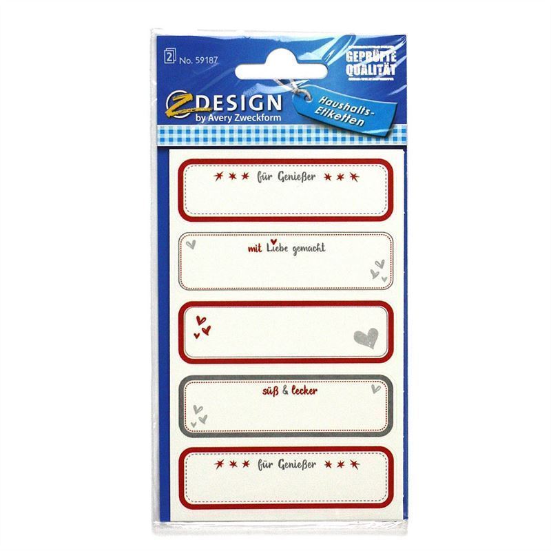 Zweckform etykiety „Własnoręcznie zrobione”, prostokątne, papier, wielokolorowe