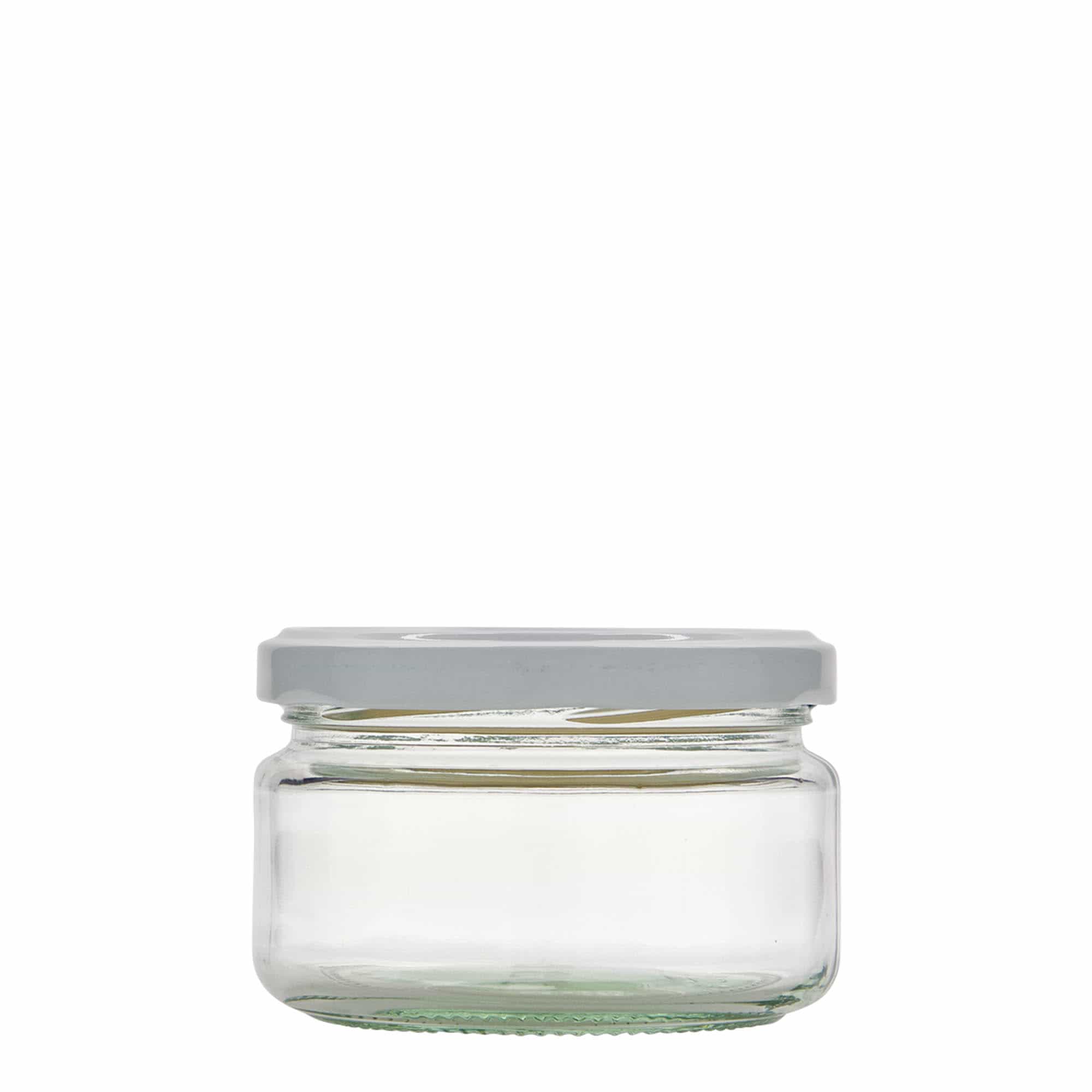 230 ml płaskie okrągłe szkło, otwór: Twist-Off (TO 82)