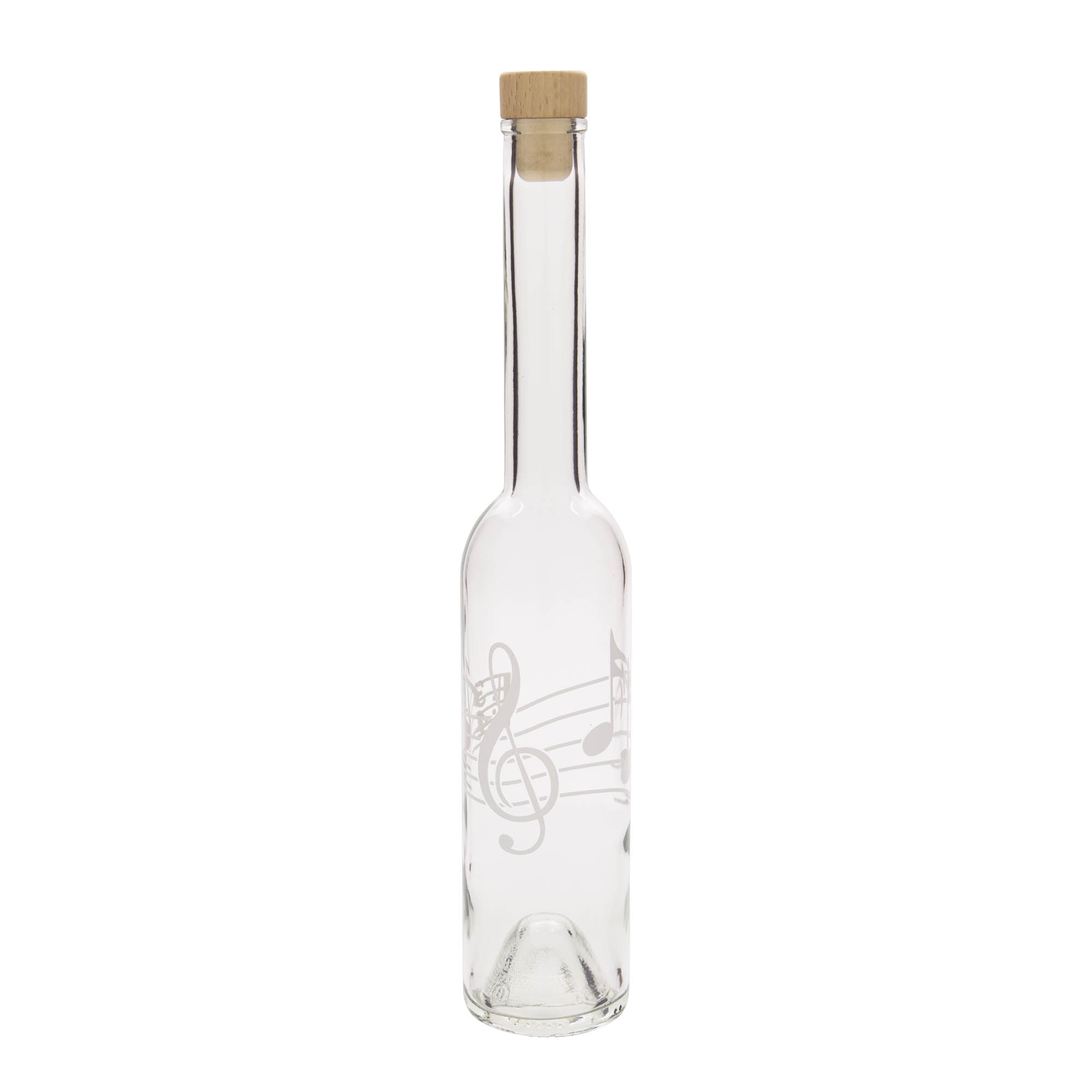 350 ml butelka szklana 'Opera', motyw: nuty muzyczne, korek
