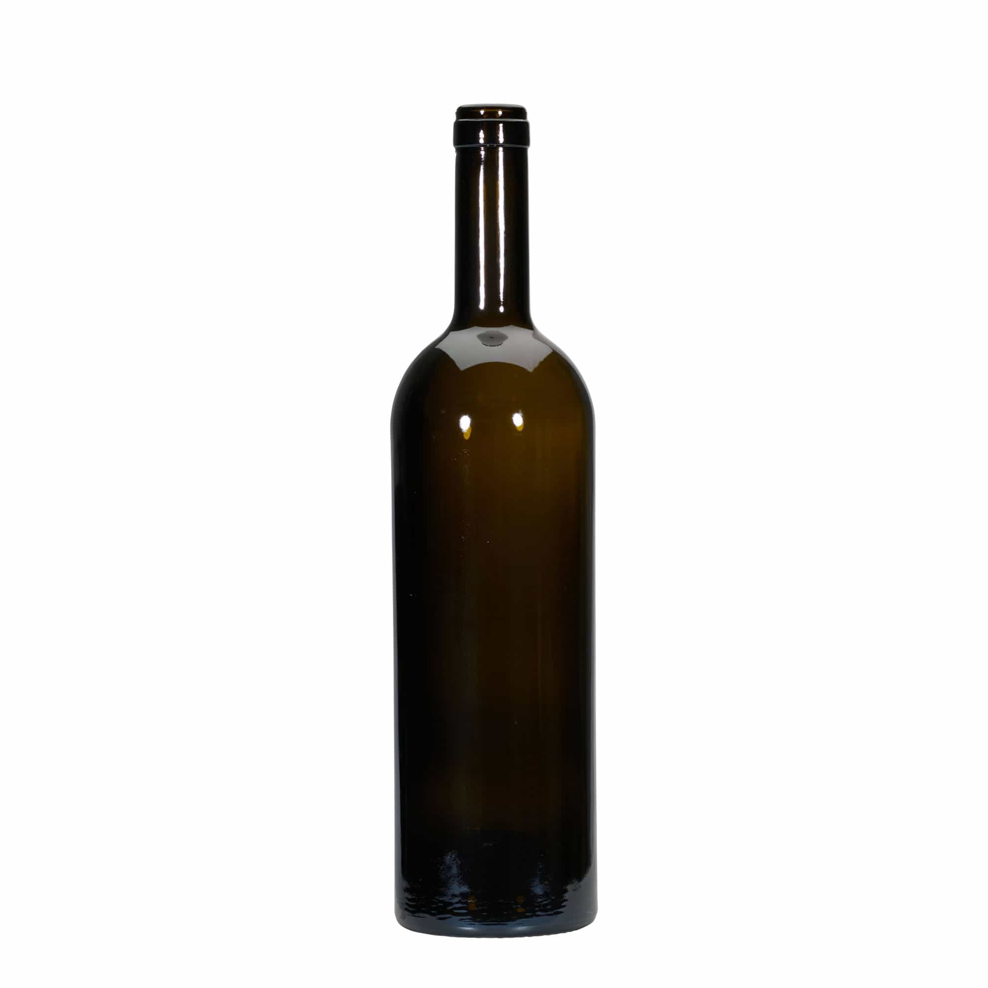 750 ml butelka na wino 'Golia', antyczna zieleń, szyjka: korek