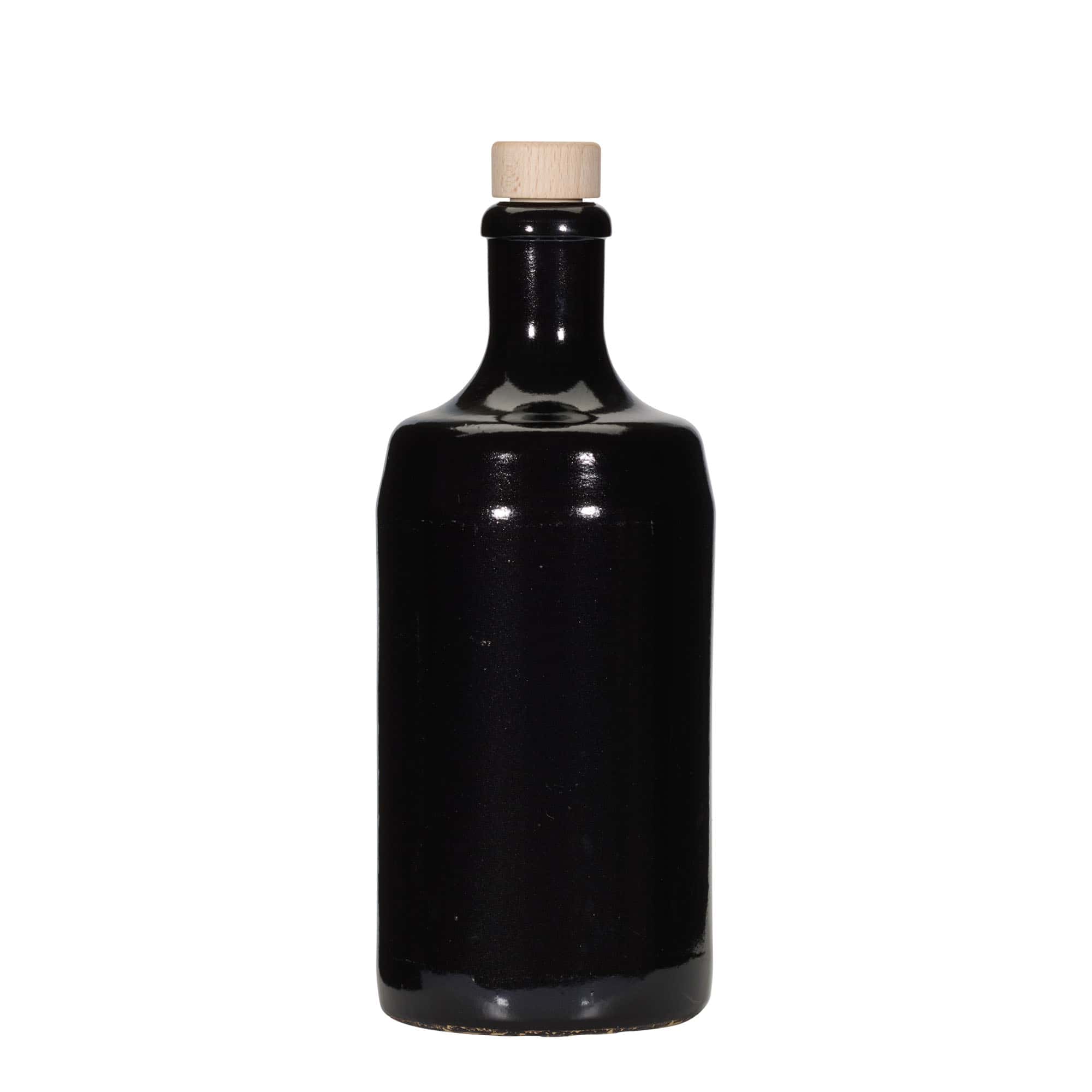 700 ml gliniany dzbanek 'Calvados', kamionka, kolor czarny, zamknięcie: korek
