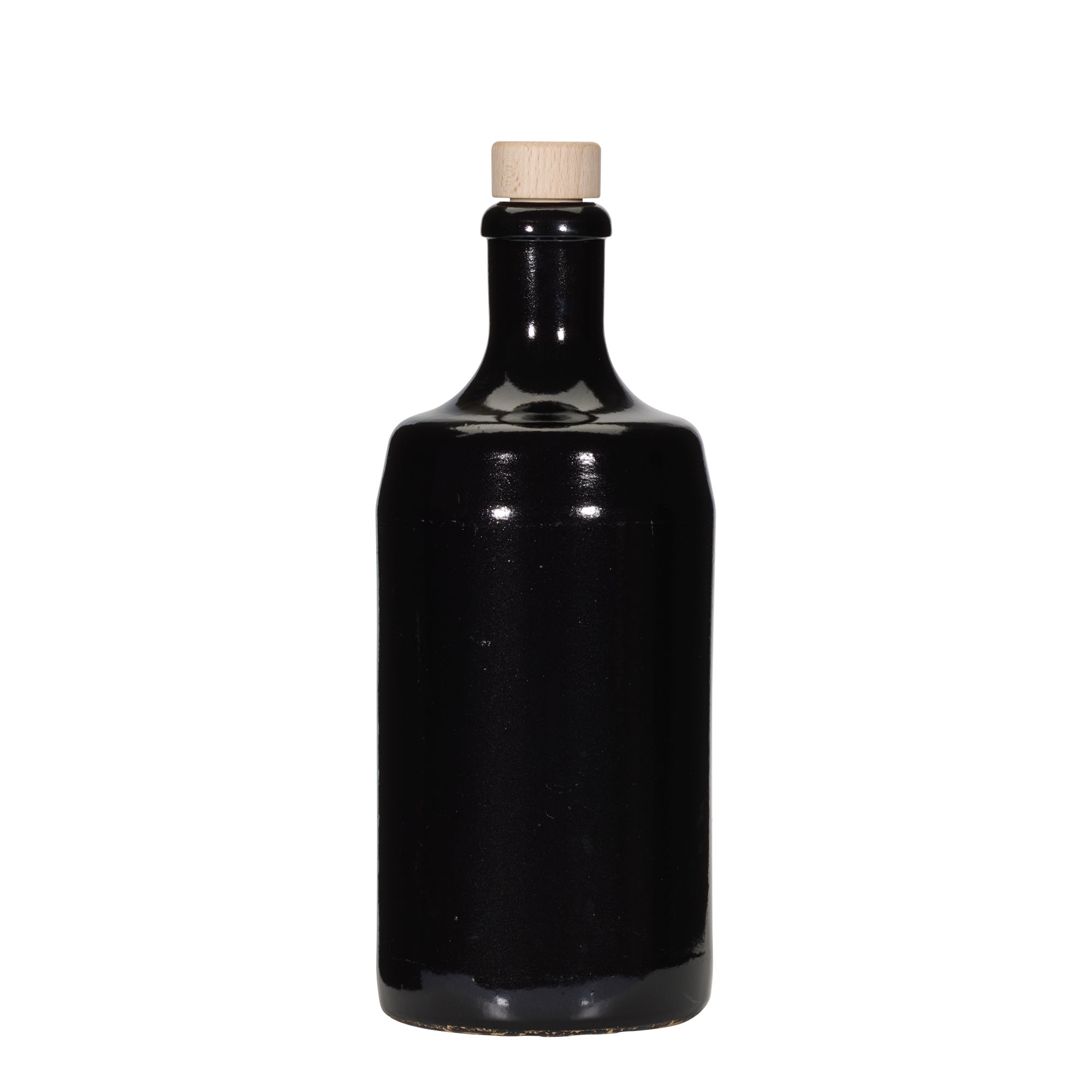 700 ml dzban gliniany 'Calvados, kamionka, czarny, wylew: korek