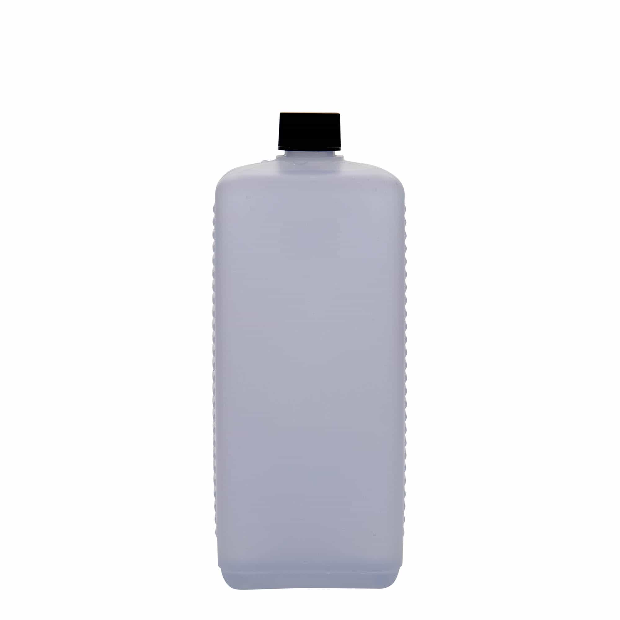 1.000 ml kanisterkowa butelka, prostokątna, tworzywo HDPE, naturalna, gwint: DIN 25 EPE