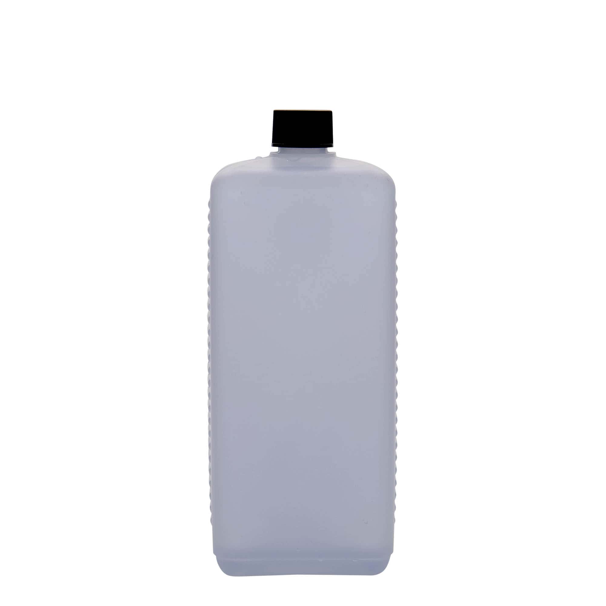 1.000 ml kanisterkowa butelka, prostokątna, tworzywo HDPE, naturalna, gwint: DIN 25 EPE