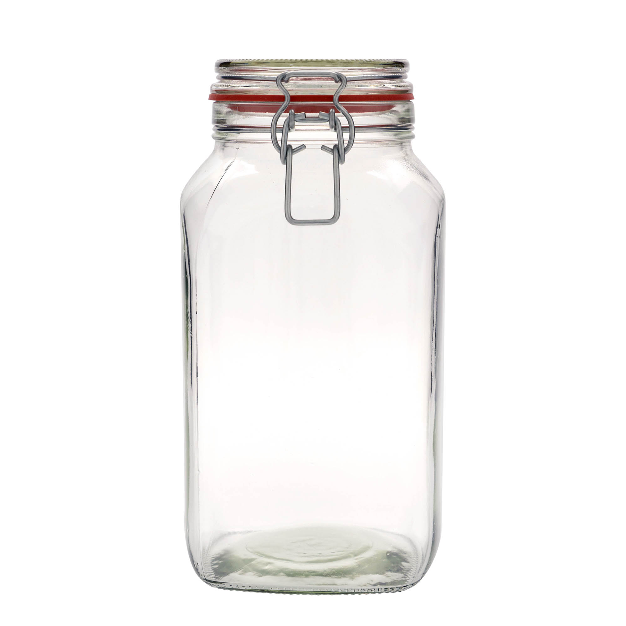2.590 ml słoik ze szklanym zamknięciem drucianym #, kwadratowy, otwór: zamknięcie druciane