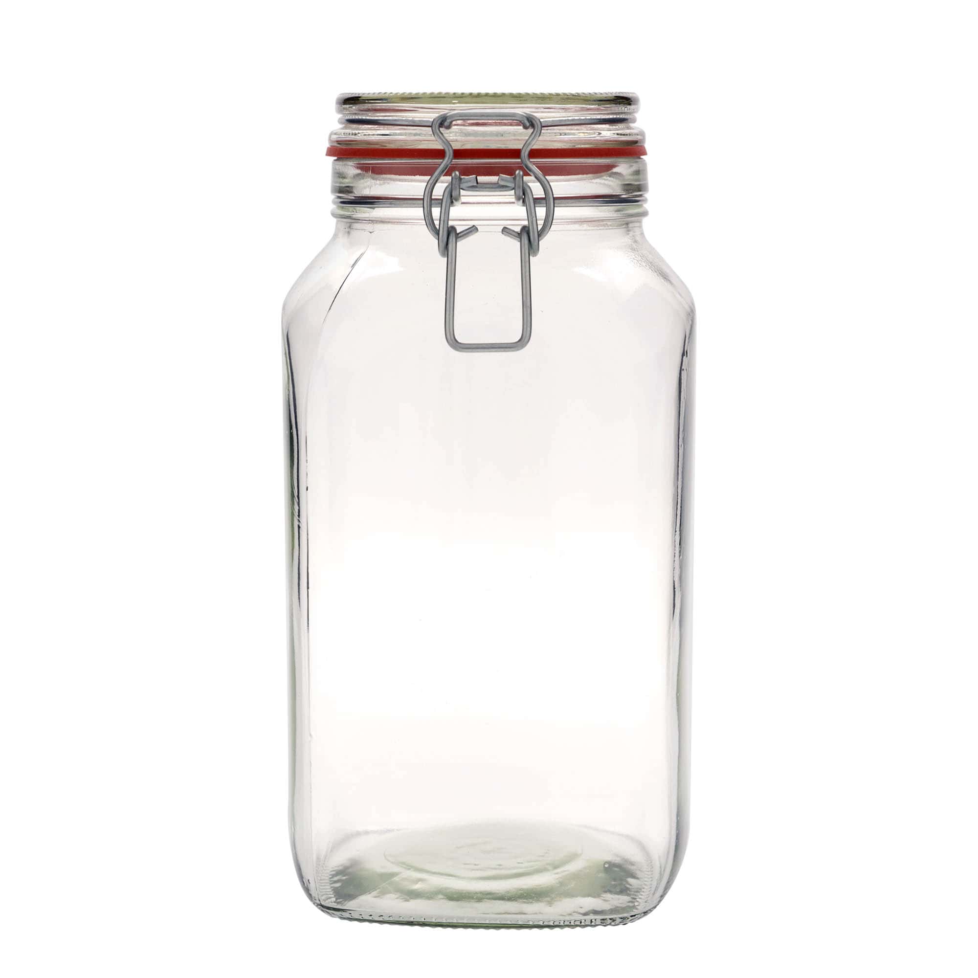 2.590 ml słoik ze szklanym zamknięciem drucianym #, kwadratowy, otwór: zamknięcie druciane
