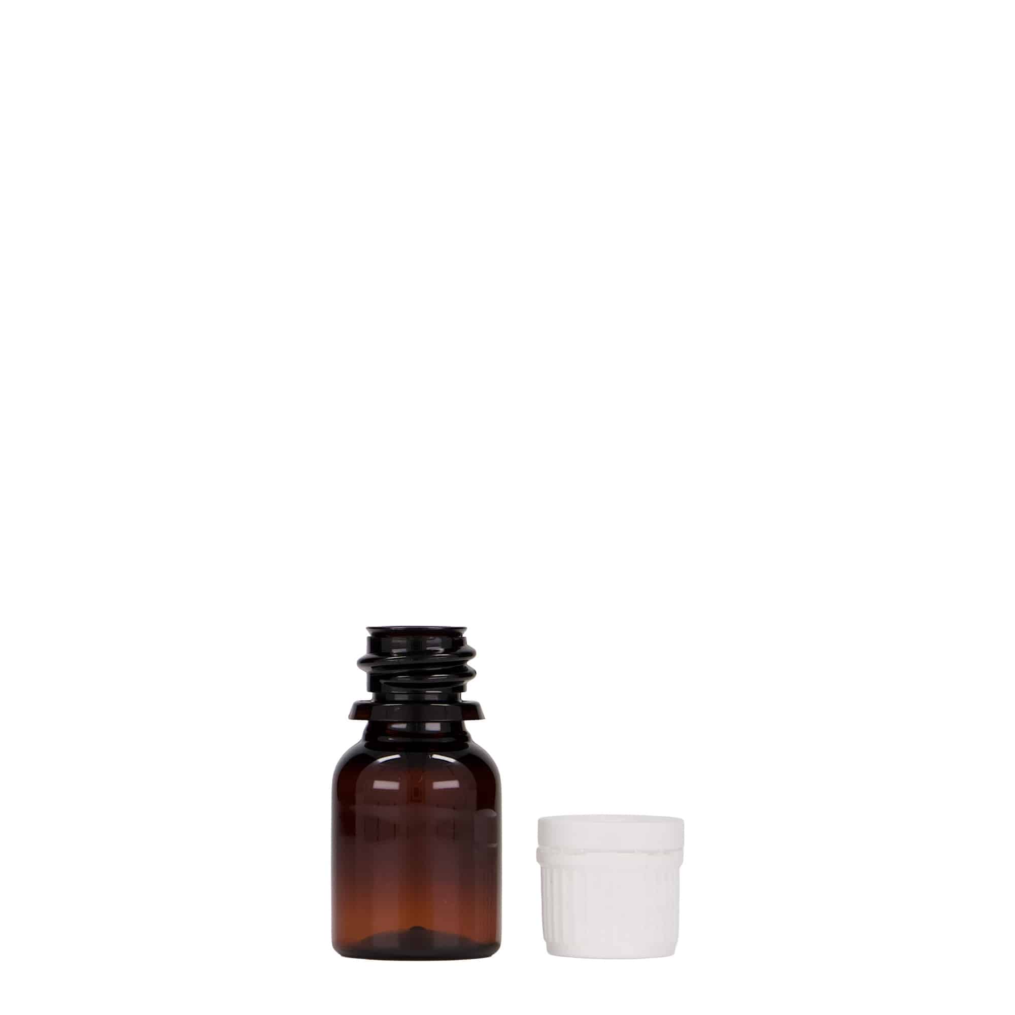 10 ml butelka medyczna PET „Easy Living”, brązowa, plastik, szyjka: DIN 18