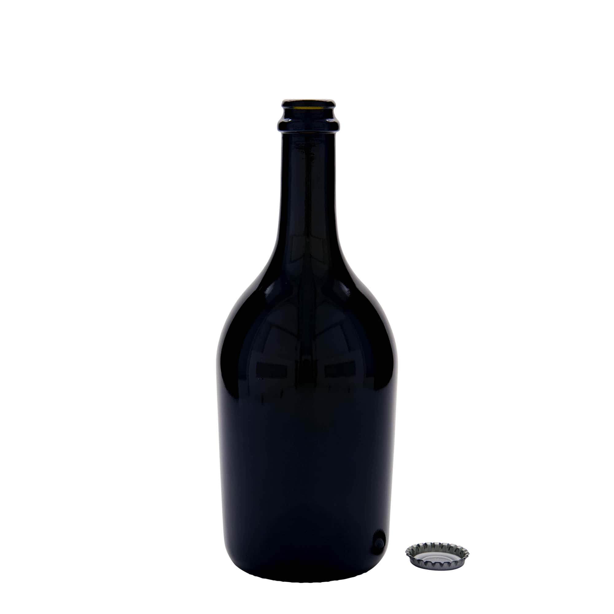 750 ml butelka piwa/szampana „Butterfly”, szkło, antyczny zielony, szyjka: kapsel crown cap