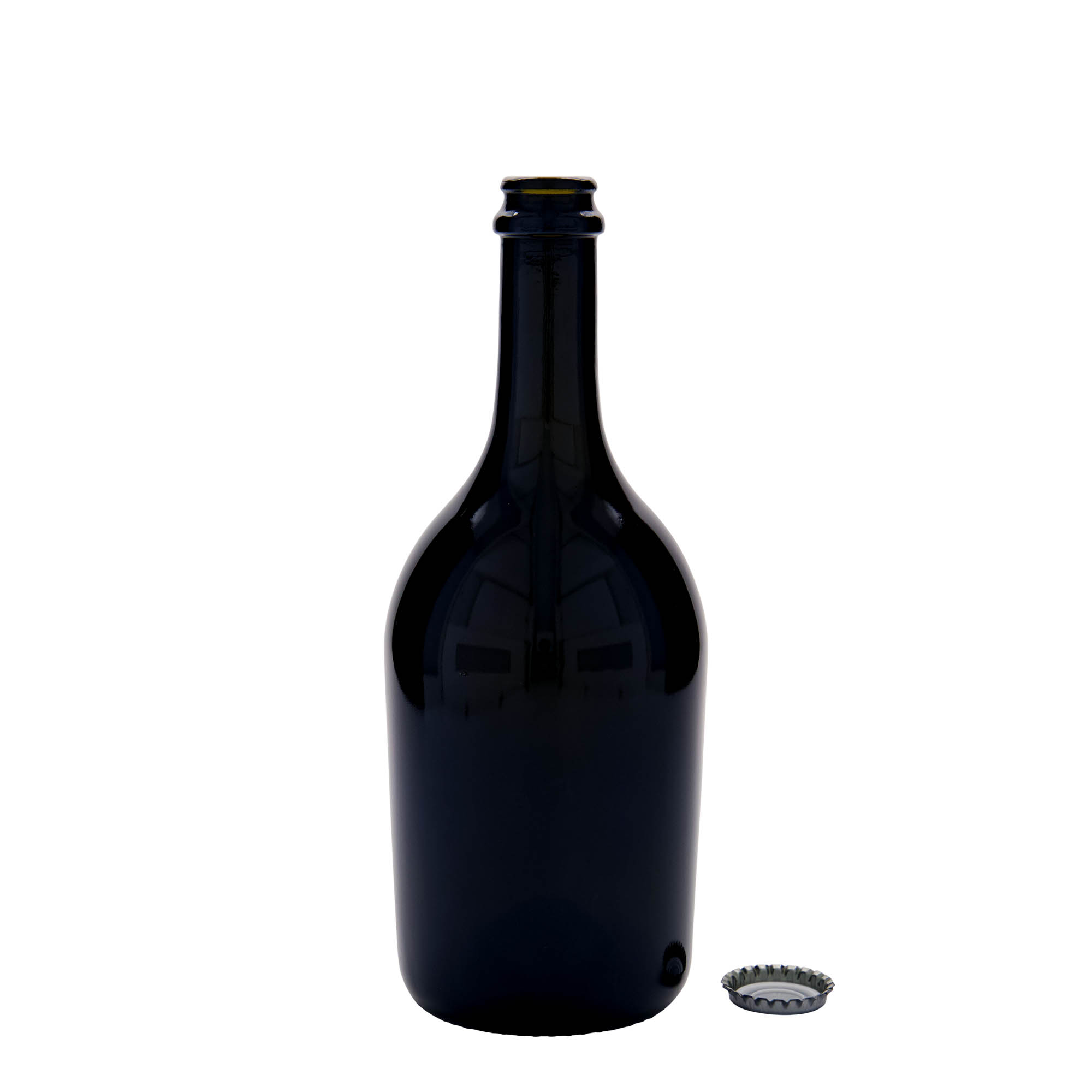 750 ml butelka piwa/szampana „Butterfly”, szkło, antyczny zielony, szyjka: kapsel crown cap