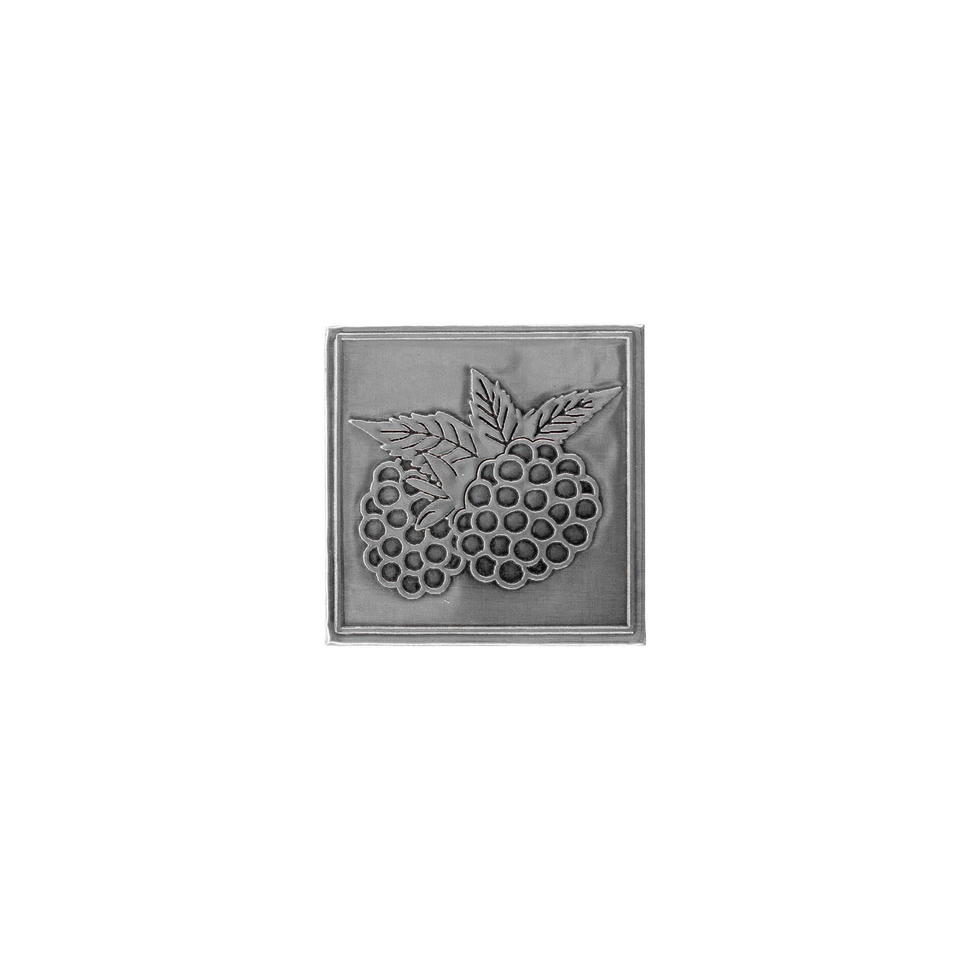 Etykieta cynowa „Jeżyna”, kwadratowa, metalowa, srebrna