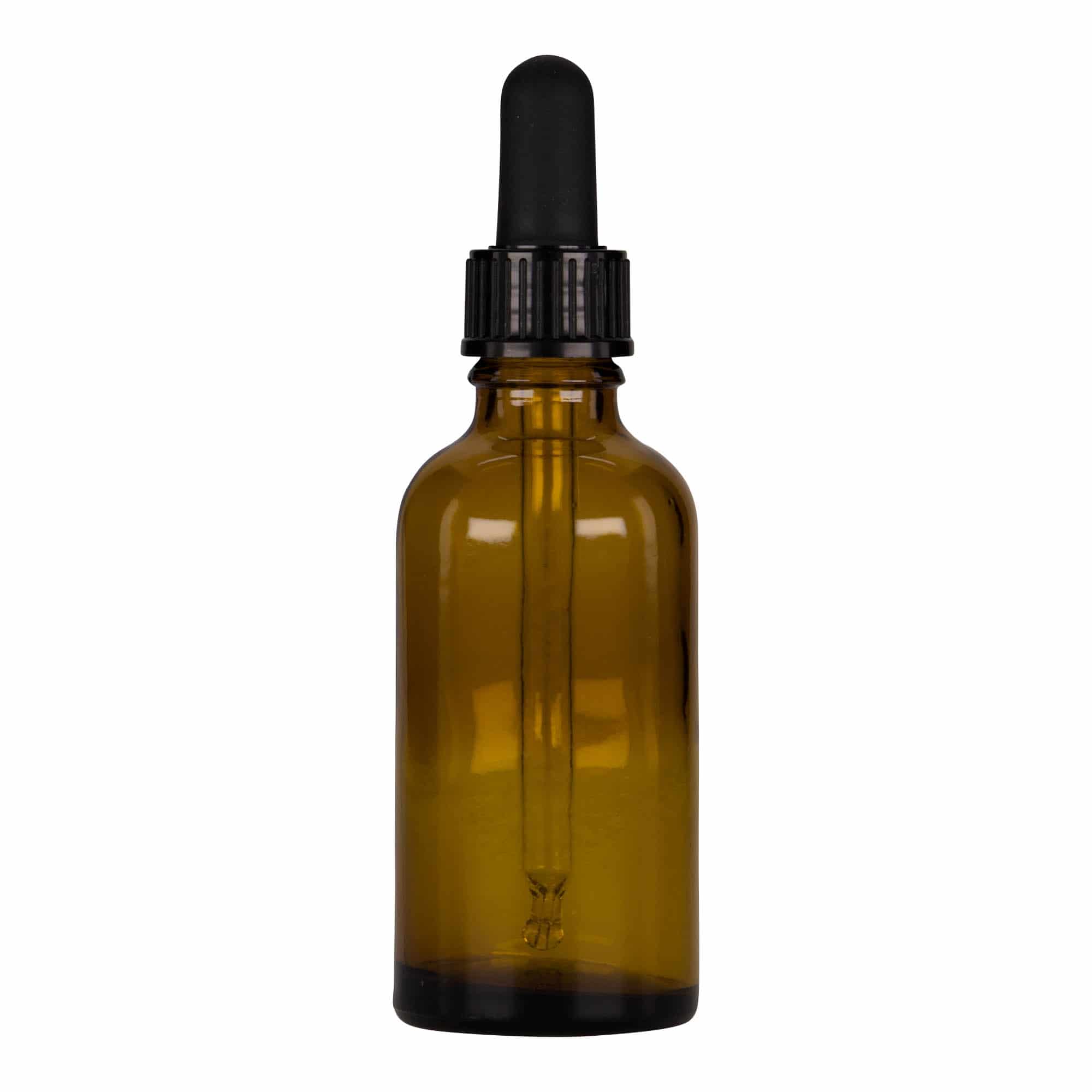 50 ml butelka farmaceutyczna z pipetą, szkło, kolor brązowo-czarny, zamknięcie: DIN 18 50 ml butelka farmaceutyczna z pipetą, szkło, kolor brązowo-czarny, zamknięcie: DIN 18