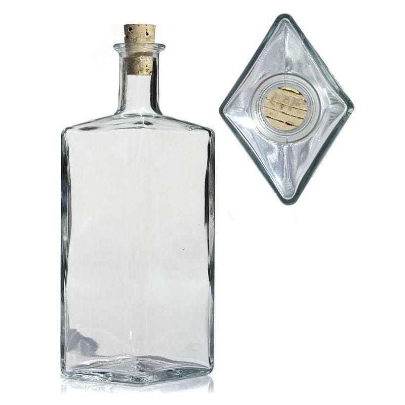 500 ml butelka szklana 'Riva', w kształcie rombu, zamknięcie: korek