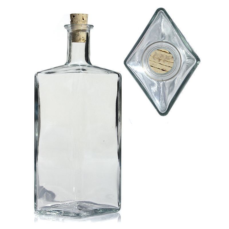 500 ml butelka szklana „Riva”, w kształcie rombu, szyjka: korek 500 ml butelka szklana „Riva”, w kształcie rombu, szyjka: korek
