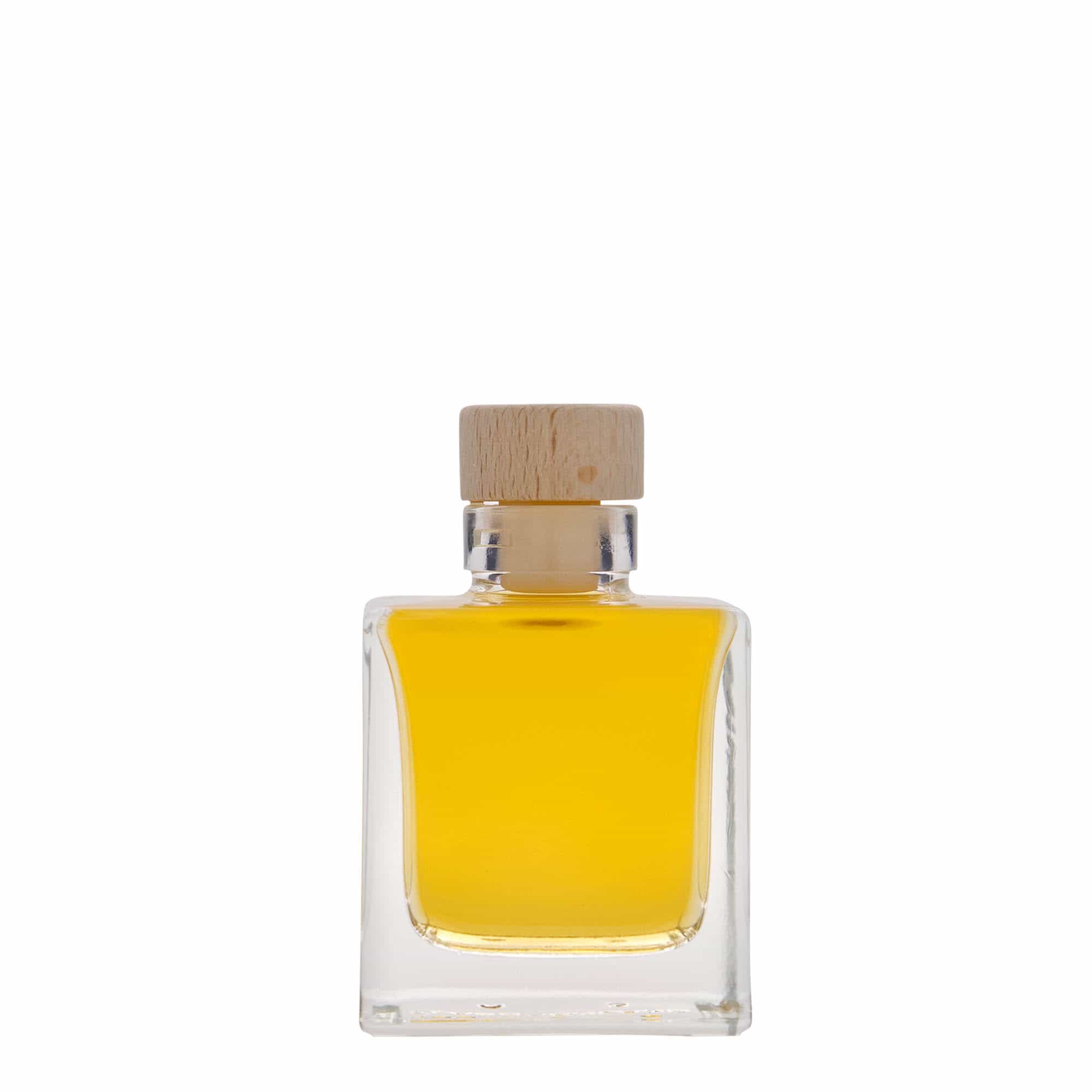 100 ml butelka szklana 'Cube', kwadratowa, zamknięcie: korek