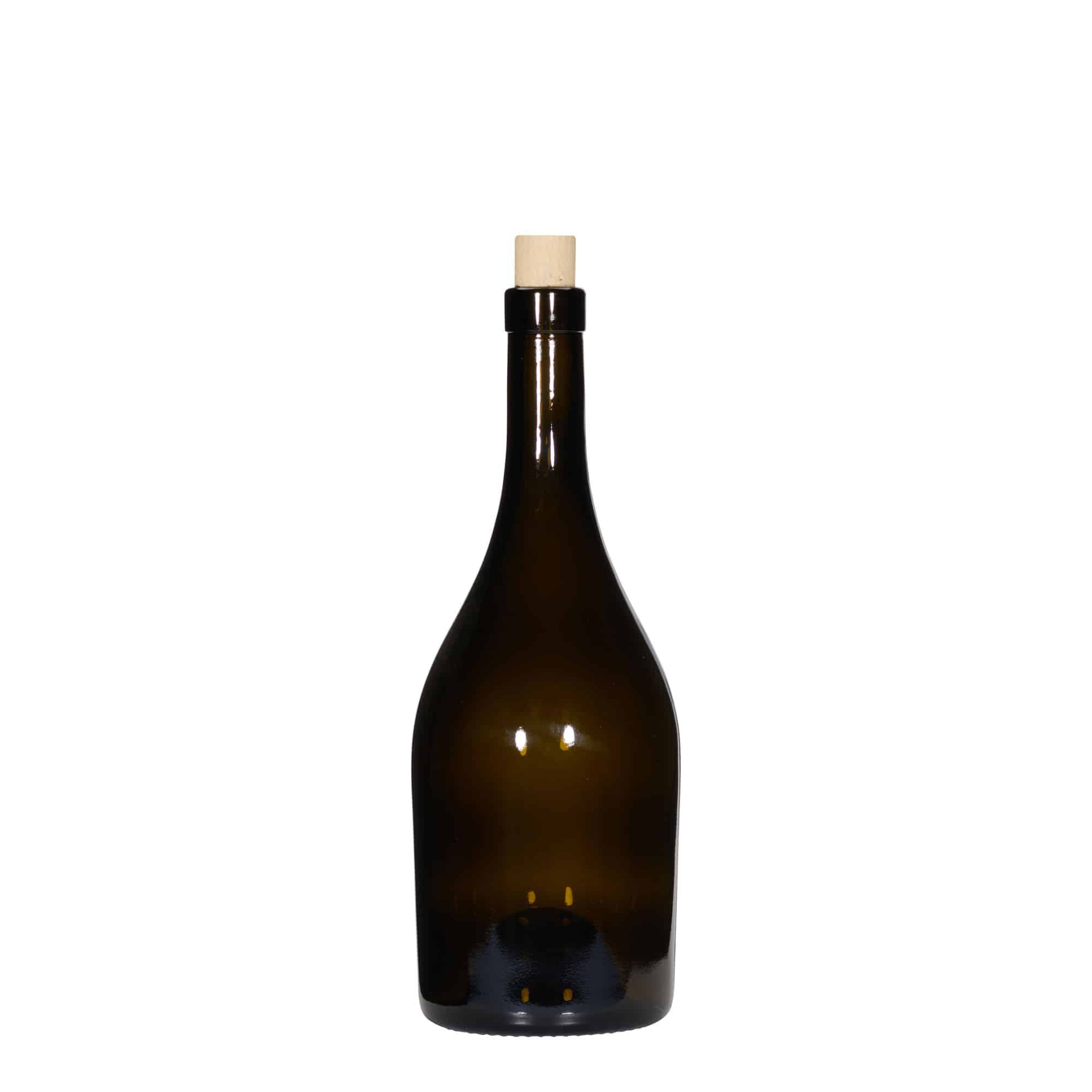 750 ml butelka na wino 'Exclusive', antyczny zielony, szyjka: korek