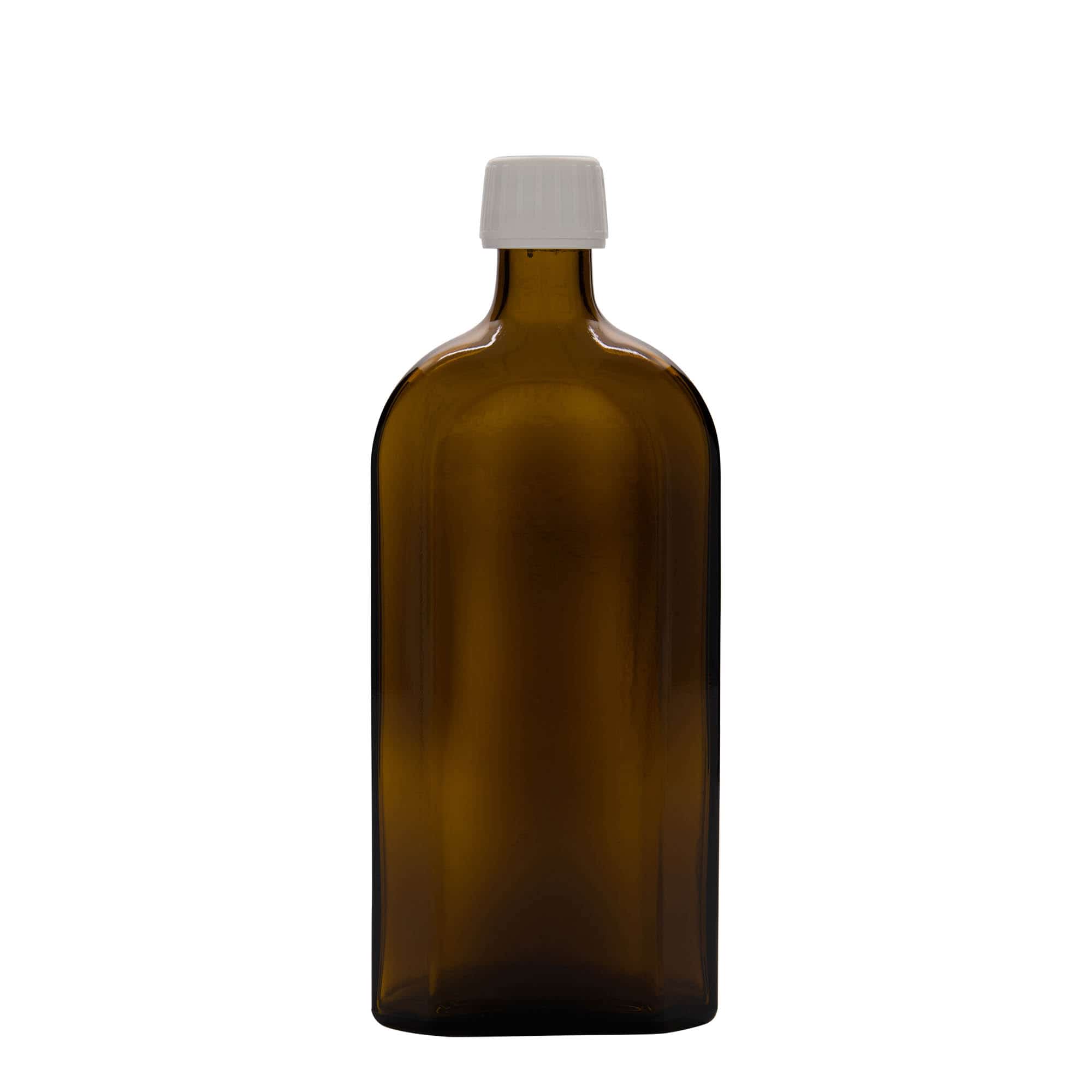 500 ml butelka farmaceutyczna na syrop, owalna, szkło, kolor brązowy, zamknięcie: PP 28