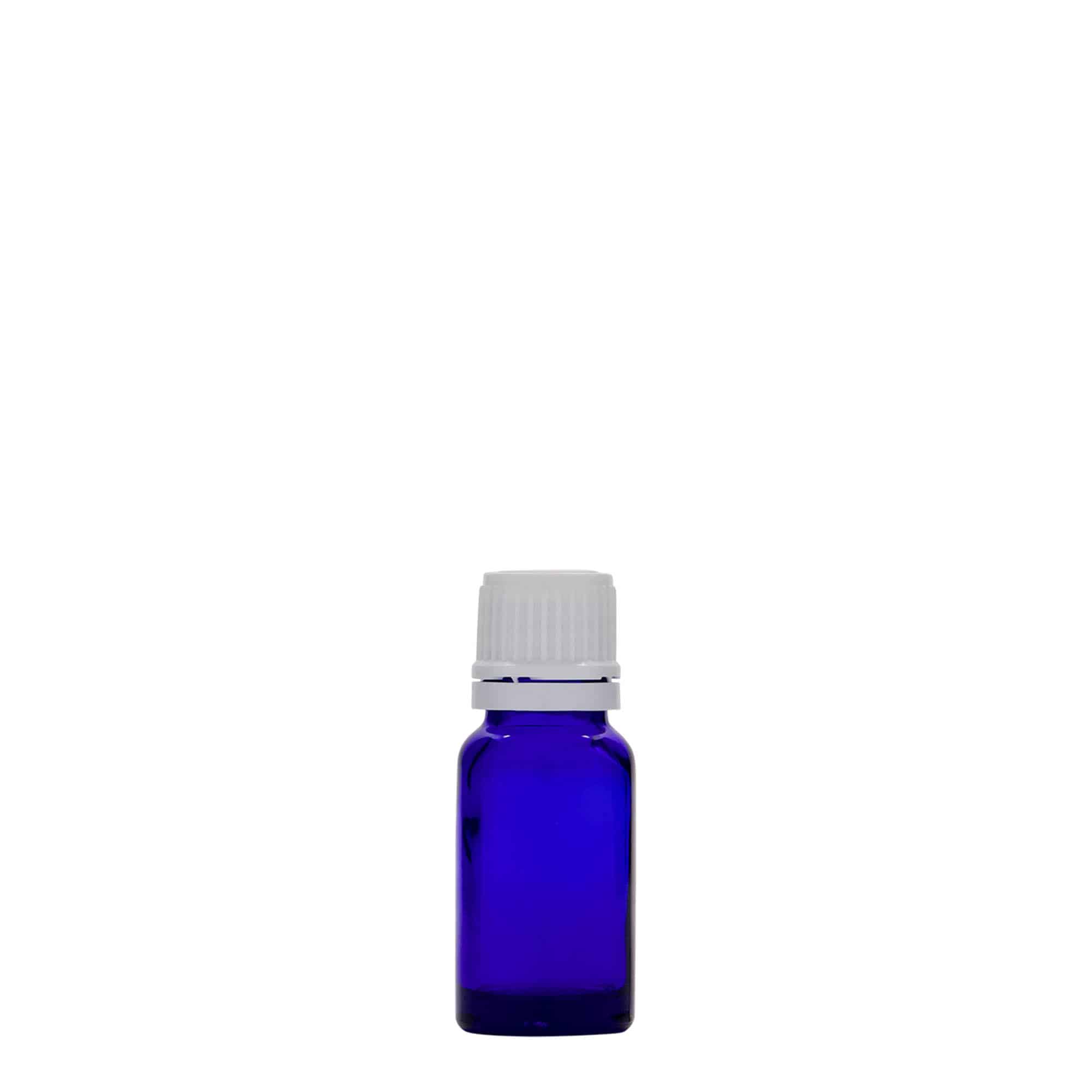 10 ml butelka farmaceutyczna, szkło, kolor błękit królewski, zamknięcie: DIN 18