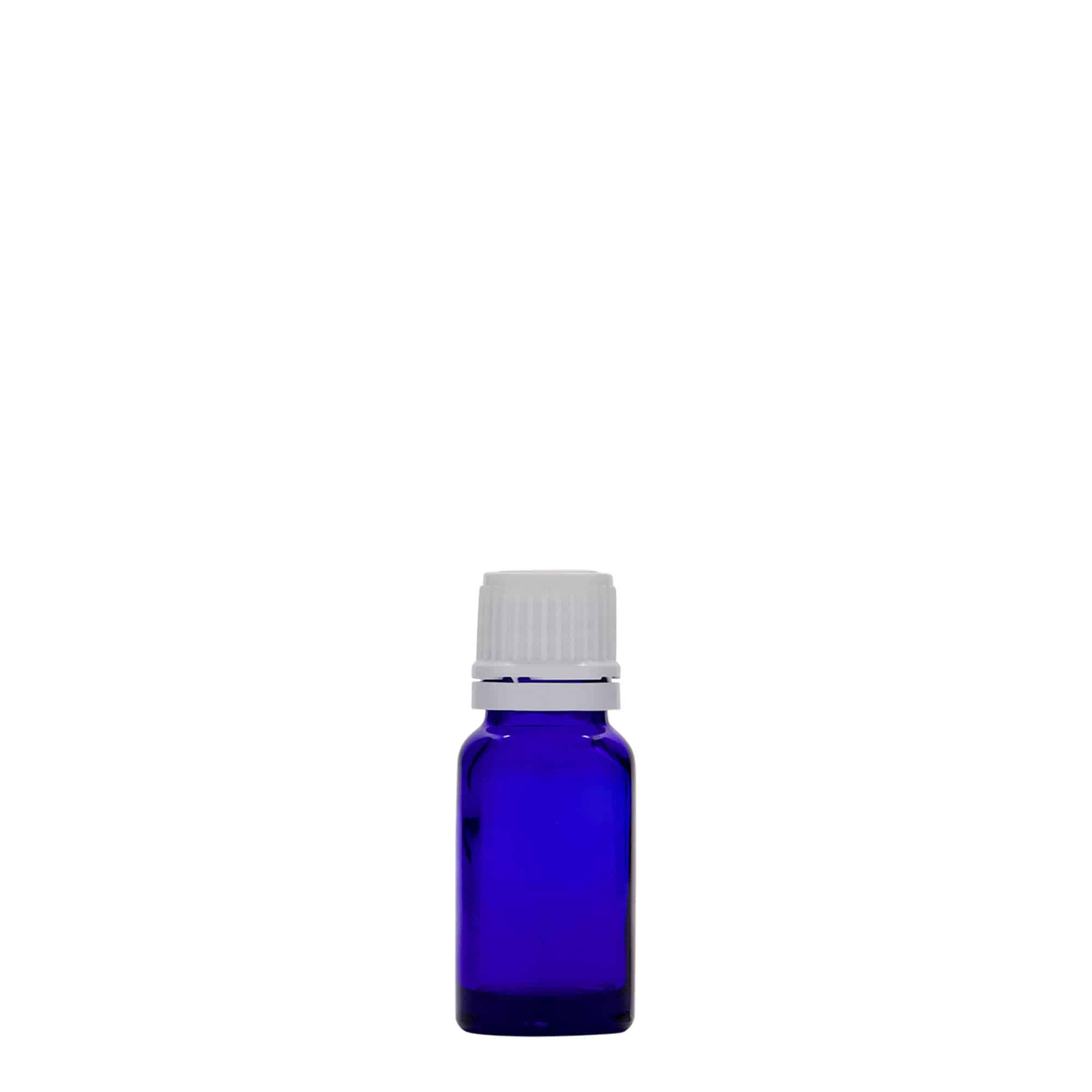10 ml butelka medyczna, szkło, królewski błękit, wylot: DIN 18