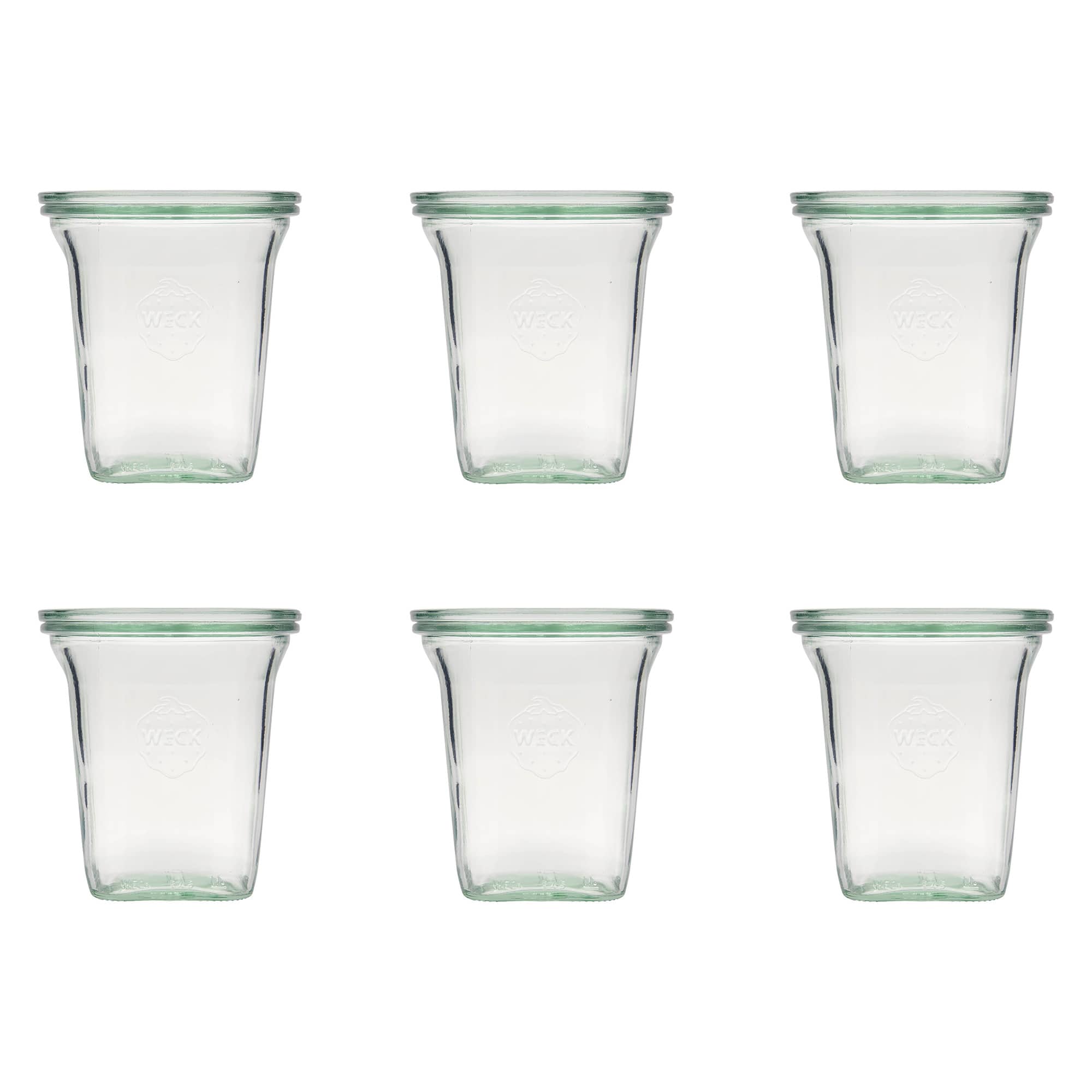 6x 545 ml WECK-Quadroglas z szklanym wieczkiem RR 100