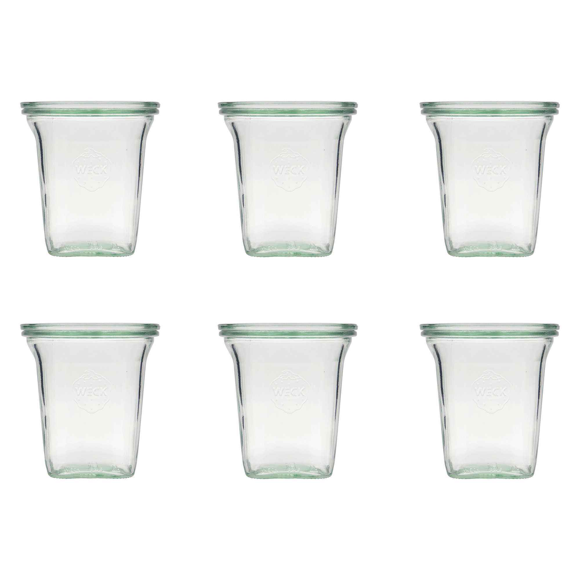 6x 545 ml WECK-Quadroglas z szklanym wieczkiem RR 100