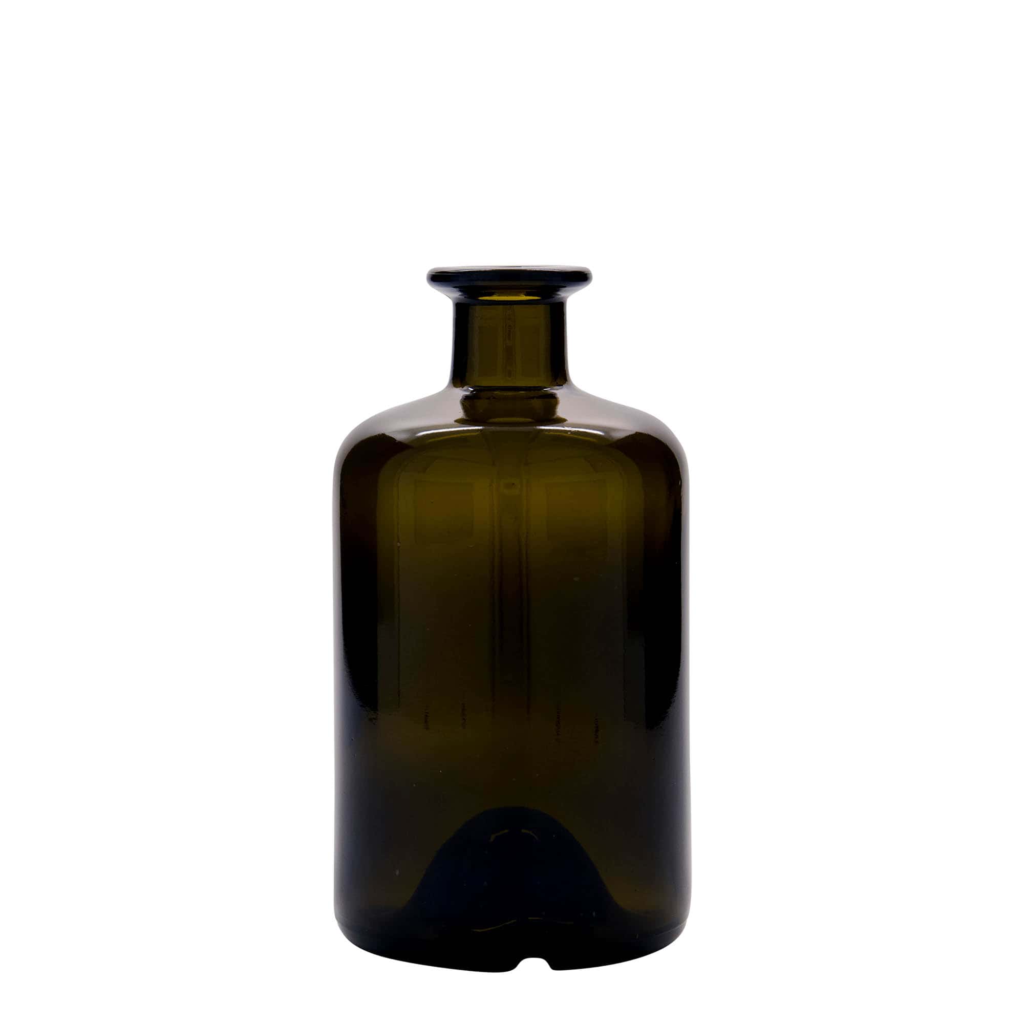 500 ml butelka szklana apteczna, kolor zielony antyczny, zamknięcie: korek