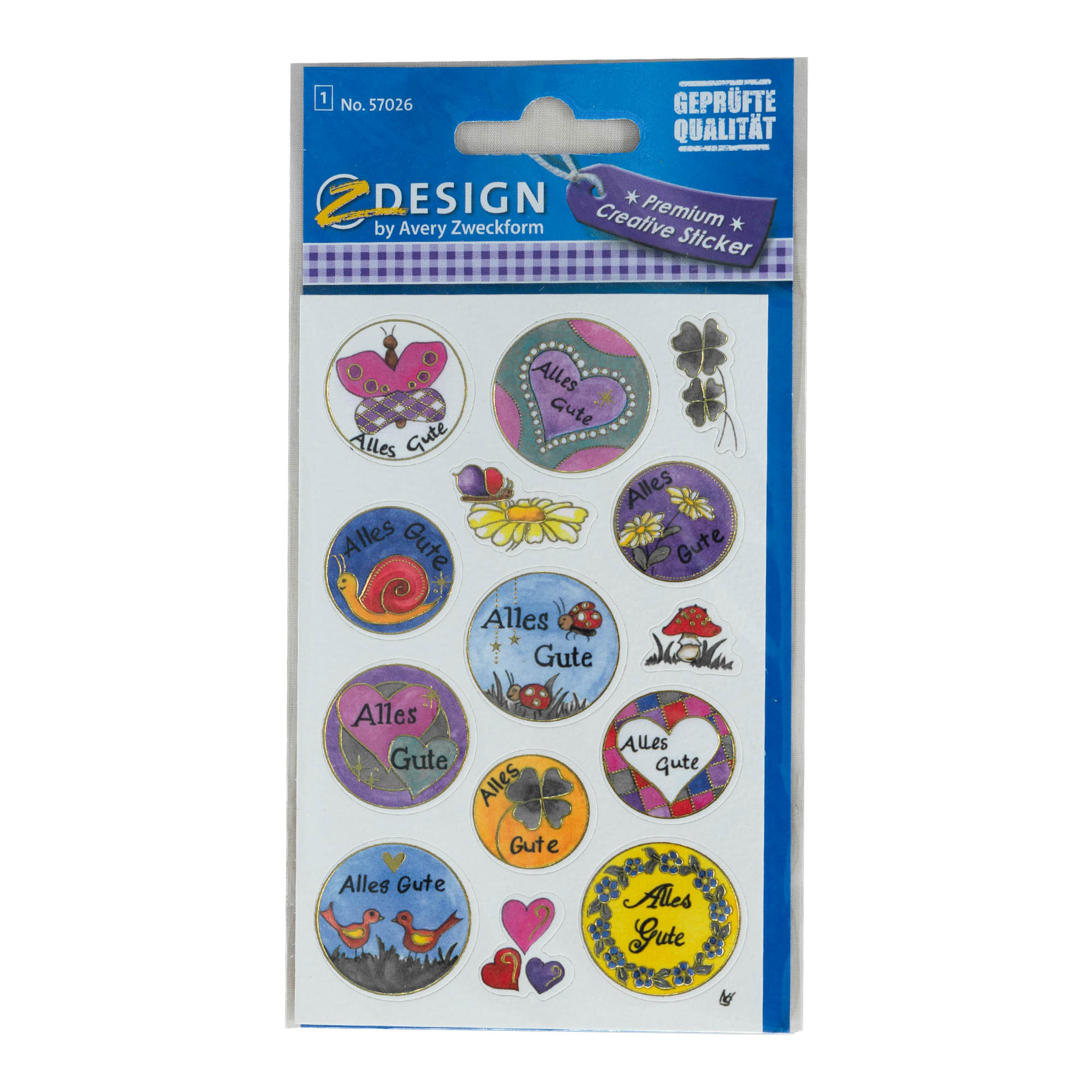 Naklejki Zweckform „Wszystkiego najlepszego”, wielokolorowe Naklejki Zweckform „Wszystkiego najlepszego”, wielokolorowe