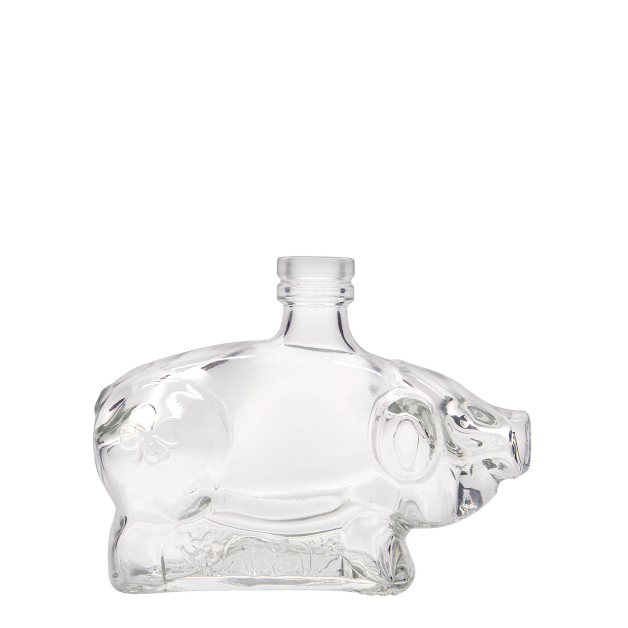 Butelka szklana 200 ml „Szczęśliwa świnka”, szyjka: korek Butelka szklana 200 ml „Szczęśliwa świnka”, szyjka: korek