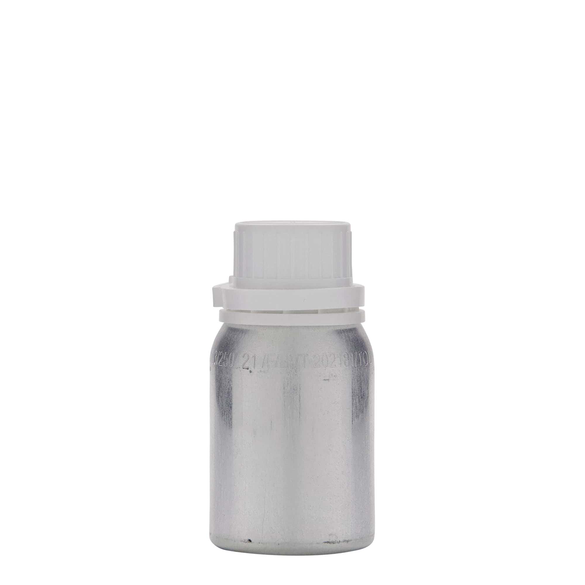 125 ml butelka aluminiowa, metal, srebrny, gwint: DIN 32