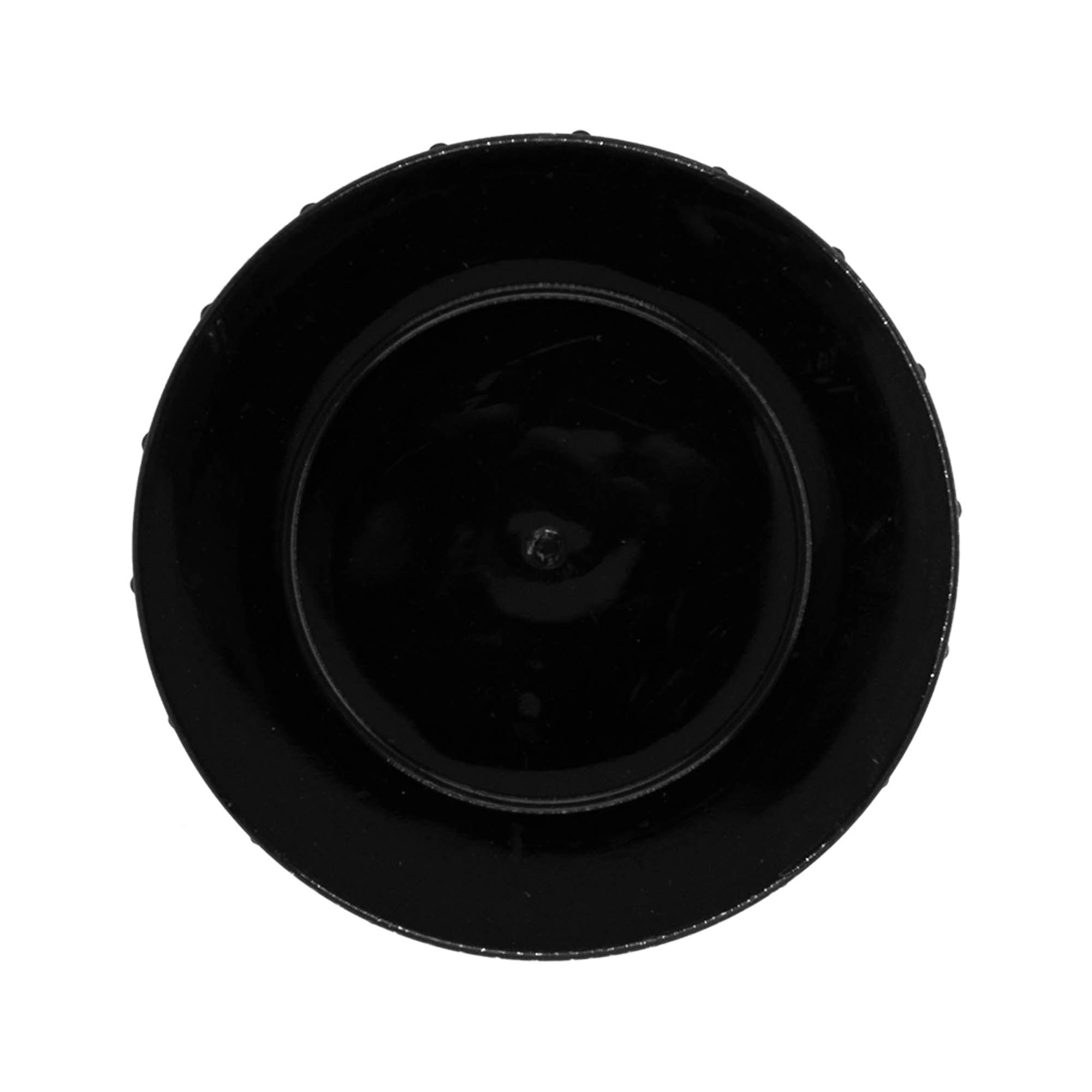 Zakrętka z gwintem, tworzywo sztuczne PP, czarna, do wylotu: DIN 68 Zakrętka z gwintem, tworzywo sztuczne PP, czarna, do wylotu: DIN 68