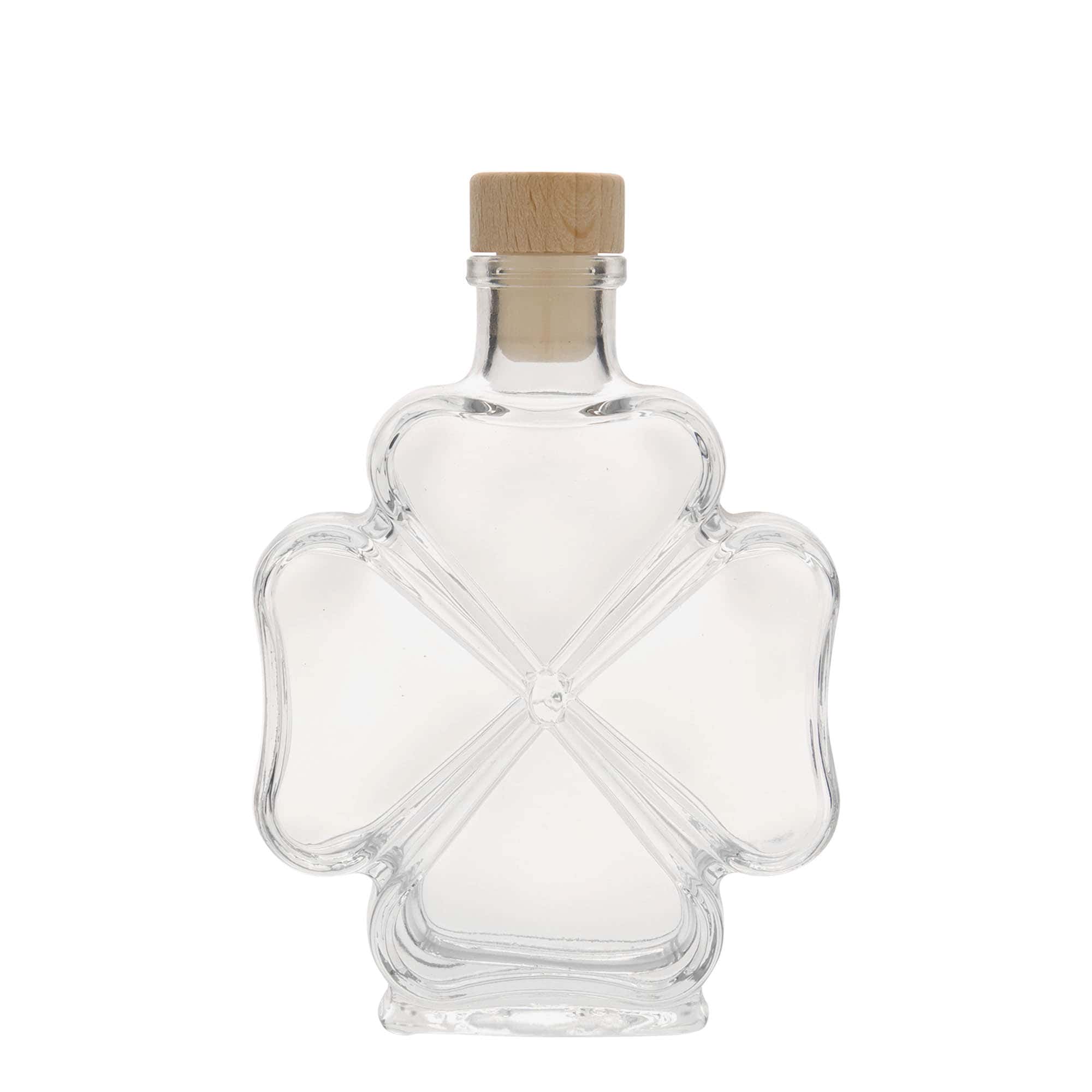 200 ml butelka szklana 'Liść koniczyny', zamknięcie: korek
