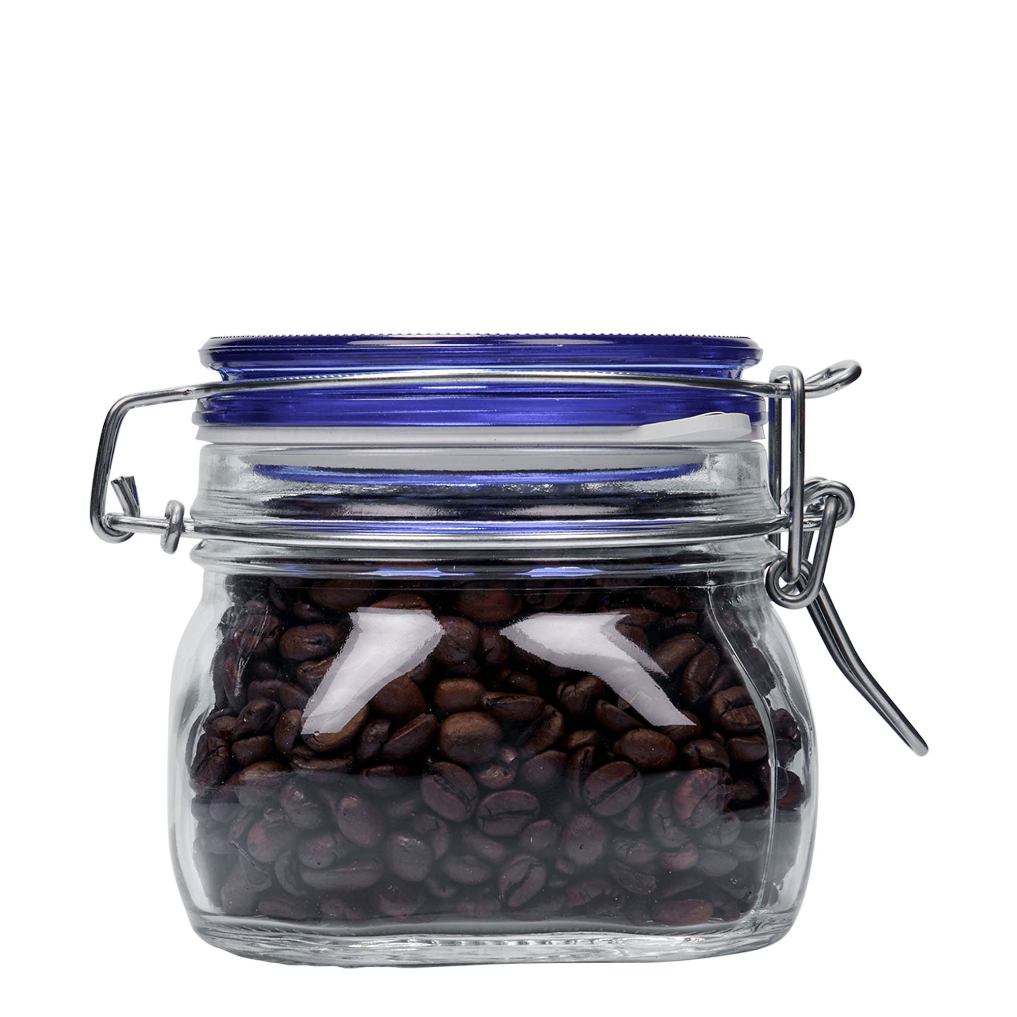 500 ml słoik z drucianym zamknięciem „Fido” niebieska pokrywka, kwadratowy, otwór: zamknięcie druciane 500 ml słoik z drucianym zamknięciem „Fido” niebieska pokrywka, kwadratowy, otwór: zamknięcie druciane