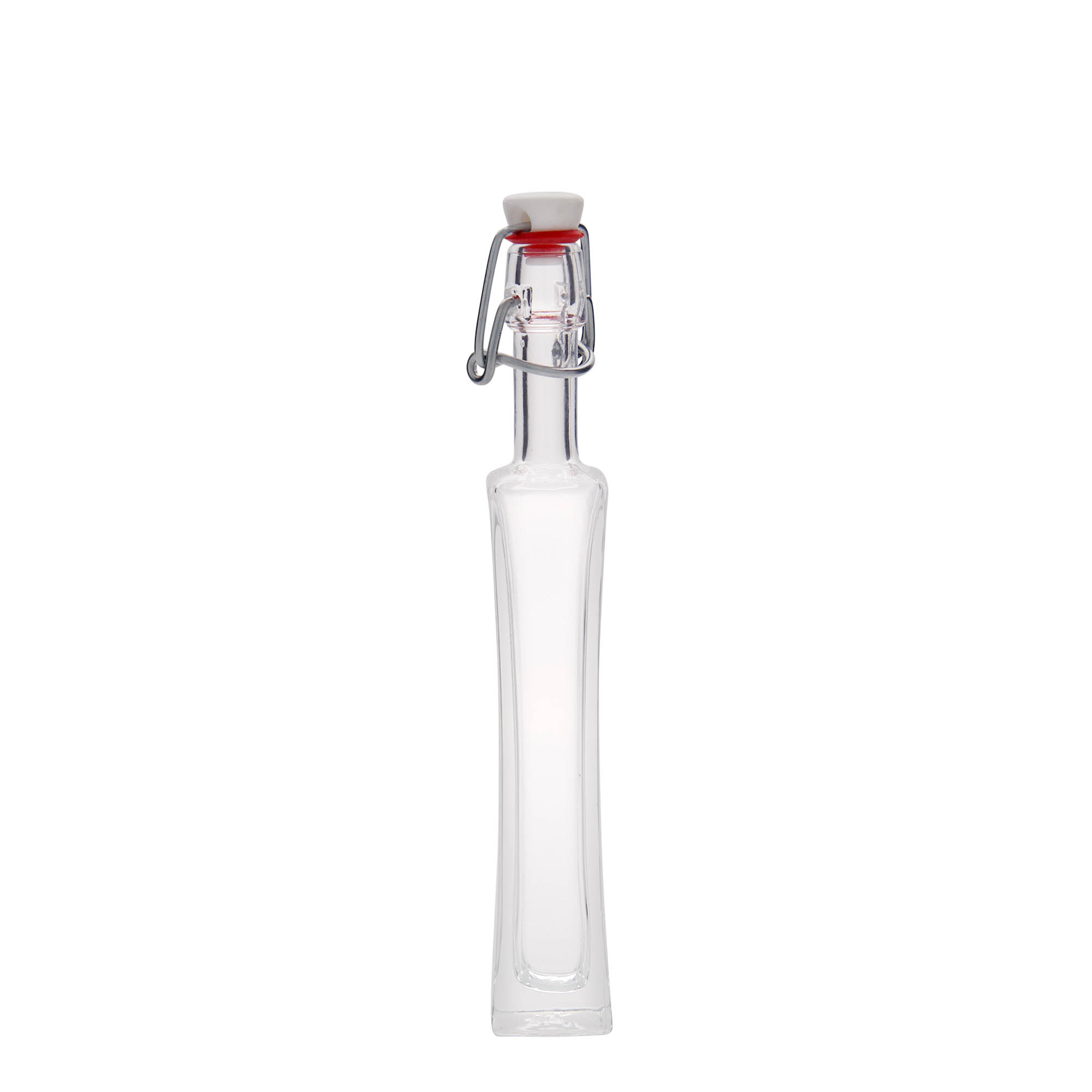 40 ml butelka szklana „Koko”, kwadratowa, otwór: zamknięcie na klamrę 40 ml butelka szklana „Koko”, kwadratowa, otwór: zamknięcie na klamrę