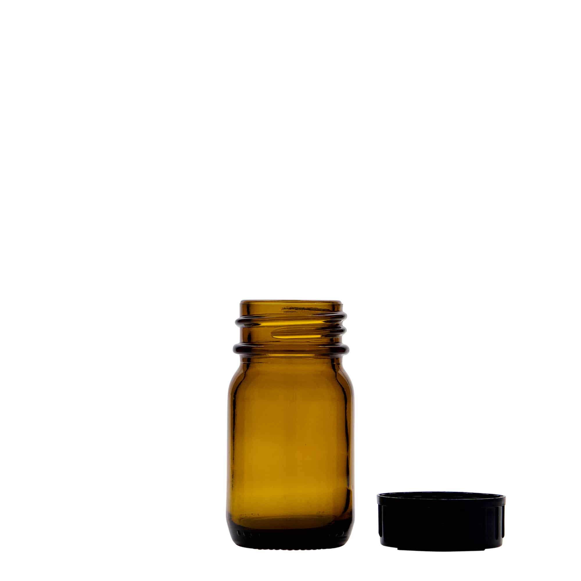 30 ml słoik z szeroką szyjką, brązowy, otwór: DIN 32