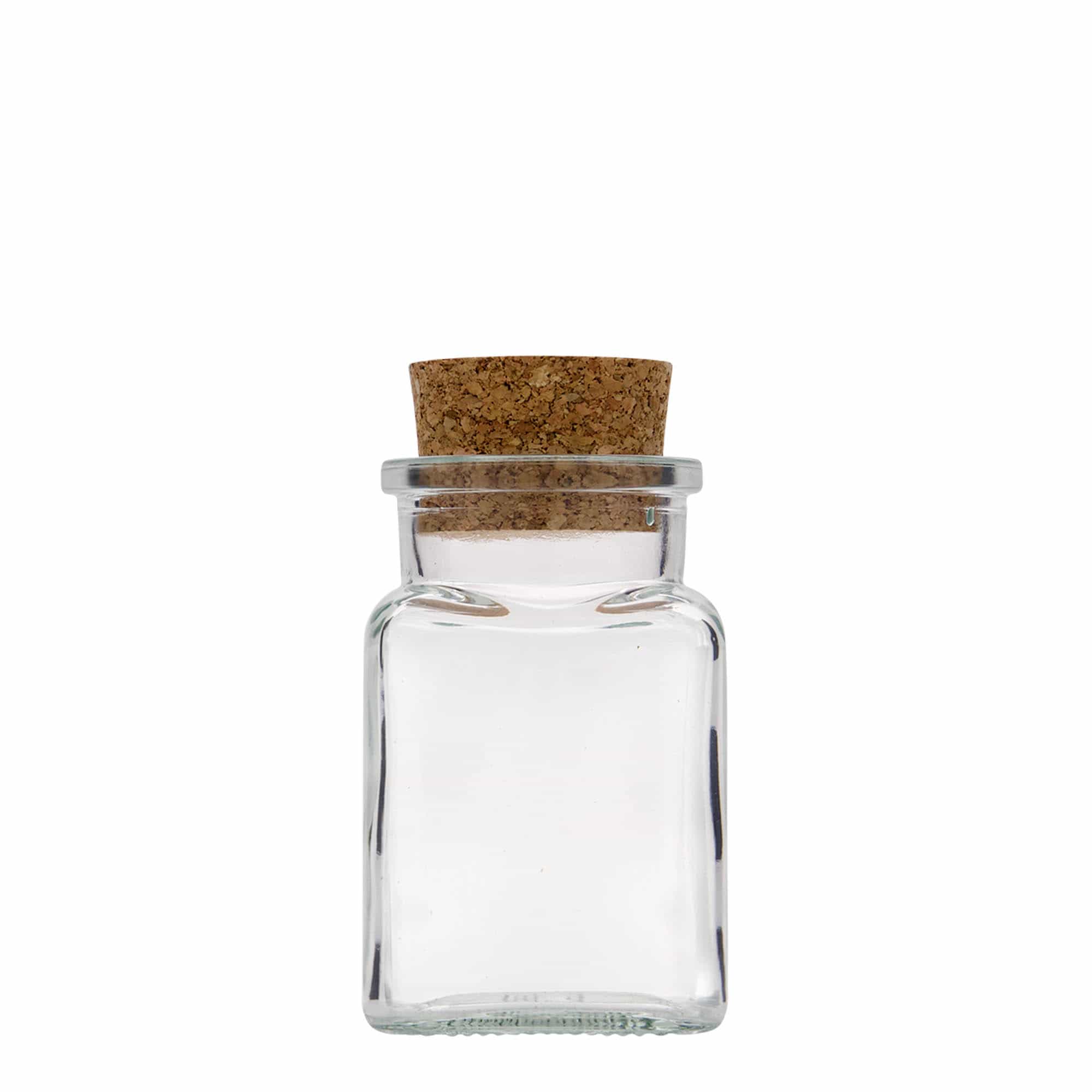 150 ml szklany słoik z korkiem, kwadratowy, otwór: korek